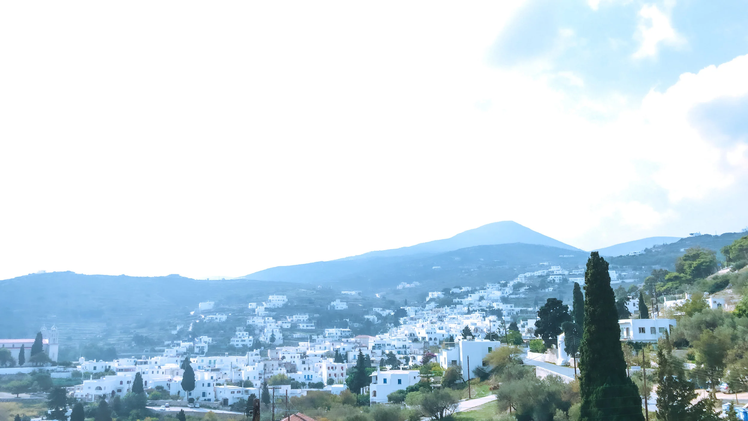 view of Lefkes- a mountain village on paros island, greece.