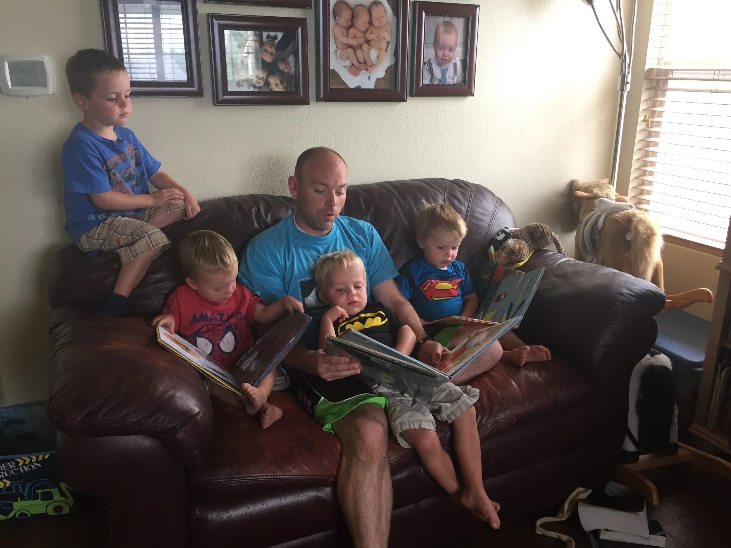 Dad reads to boys