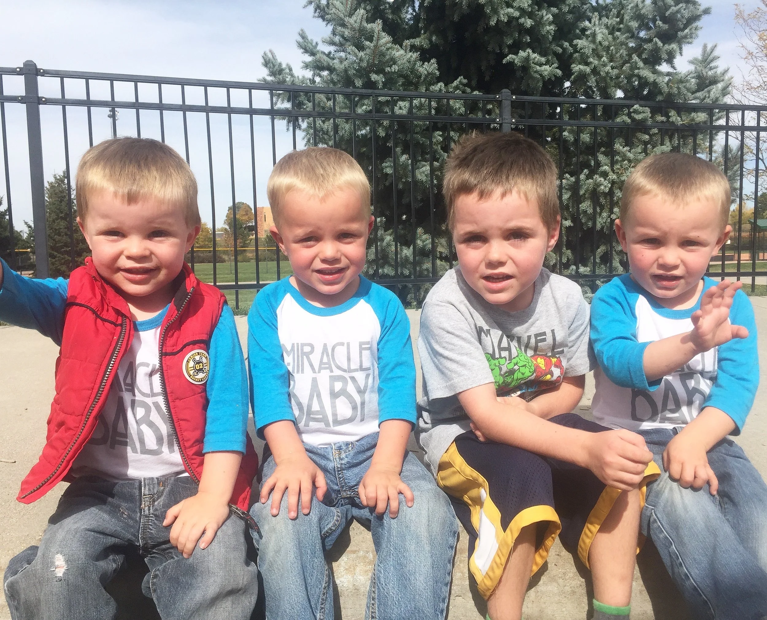 Zeke, Bowen, Caleb, McKade - Three Two-year olds and a Four-year old