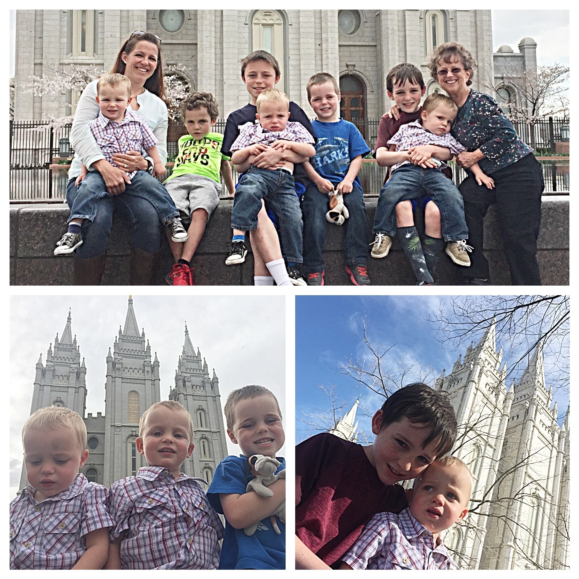 Salt Lake City Temple with Jill and Seven Boys