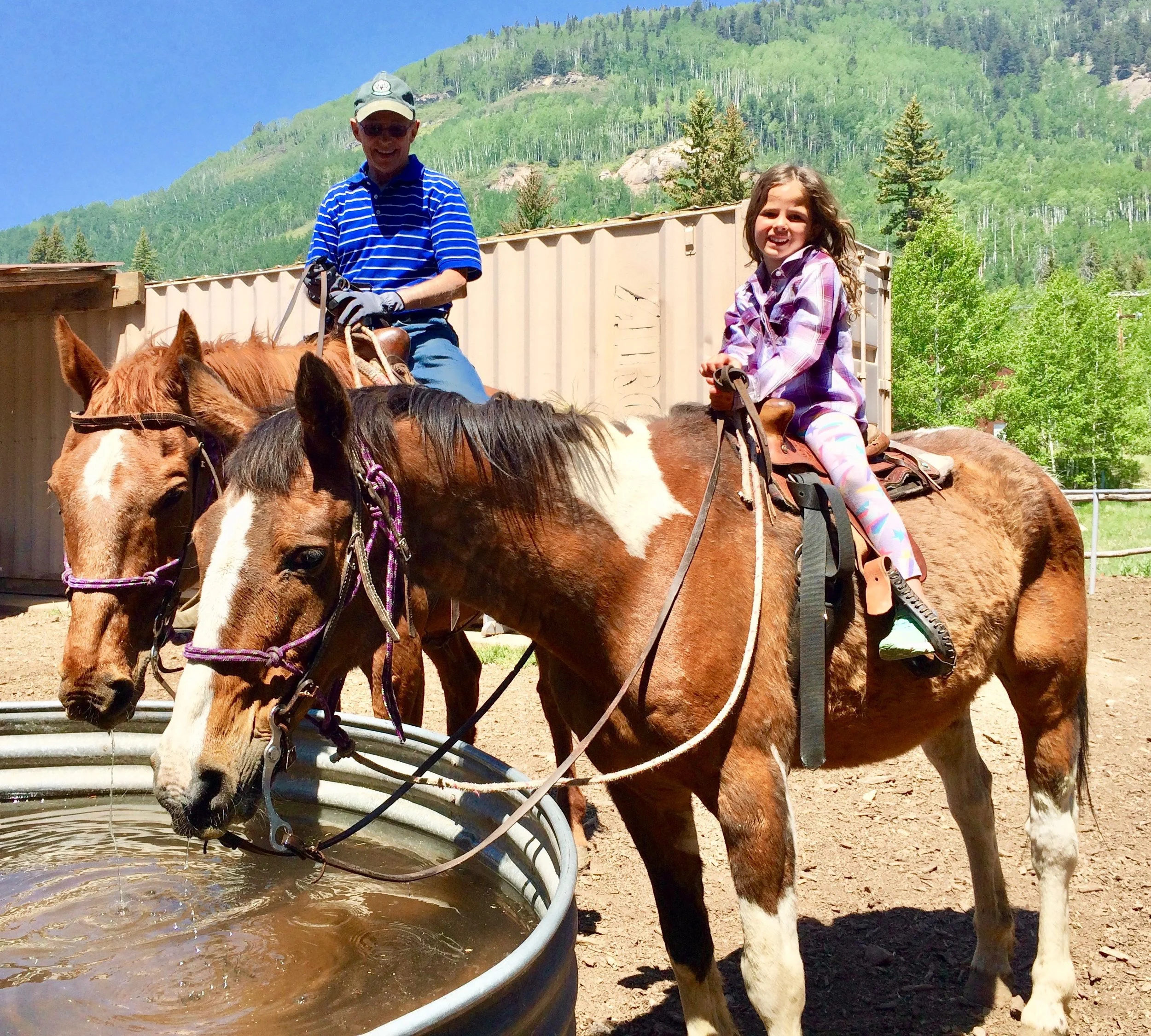 Grandpa and Sarah go horseback riding near Purgatory - July 2019