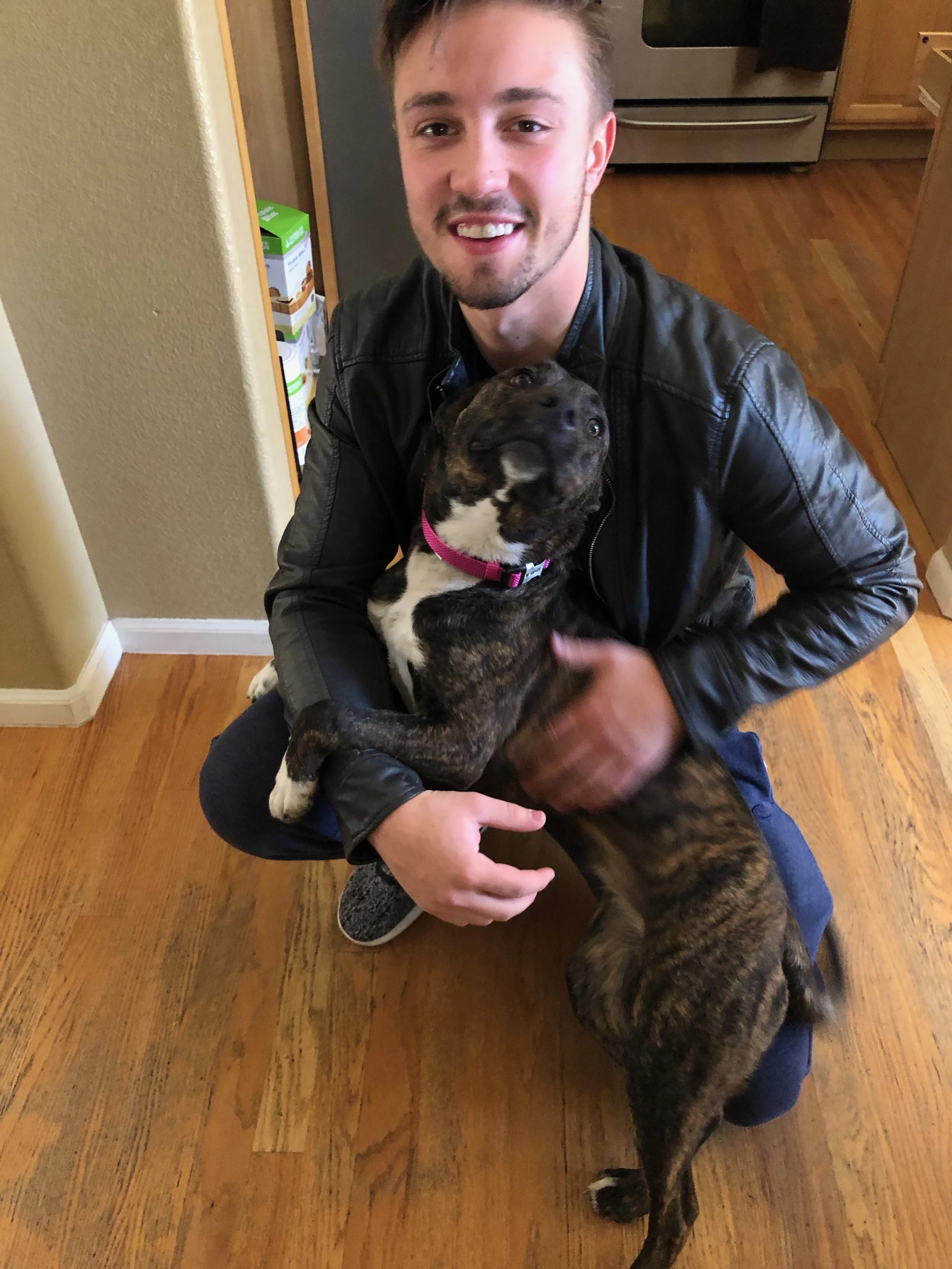 Austin with new dog, Nala (7 months old) - November 2018