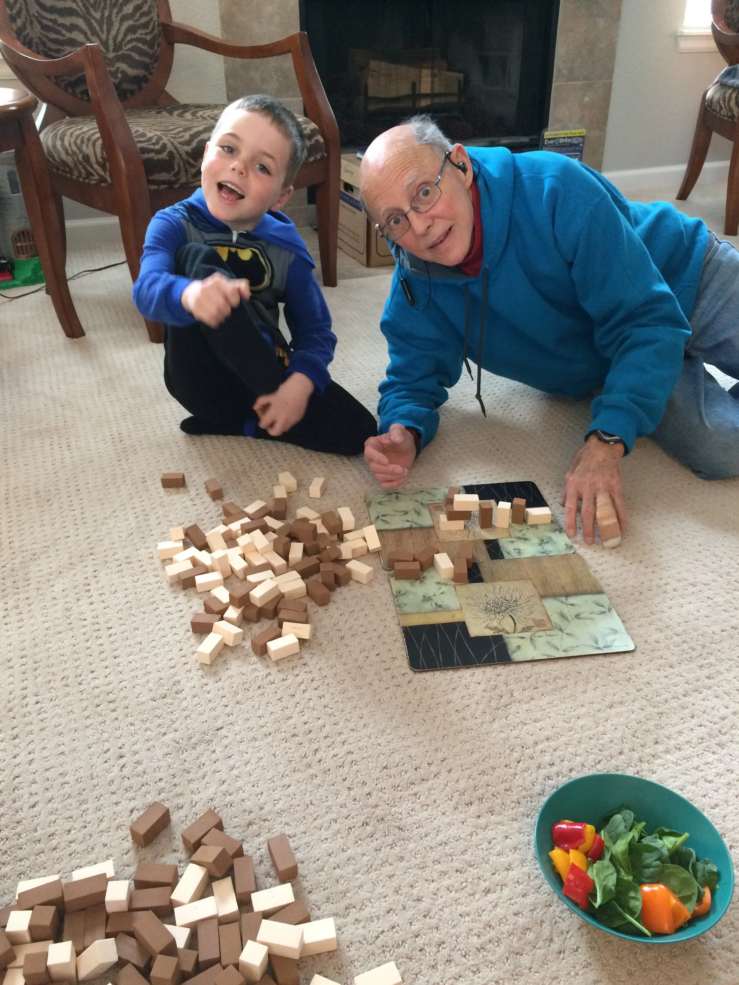  Many sleepovers with Moyer boys, especially Caleb and the triplets…Caleb building with Grandpa 