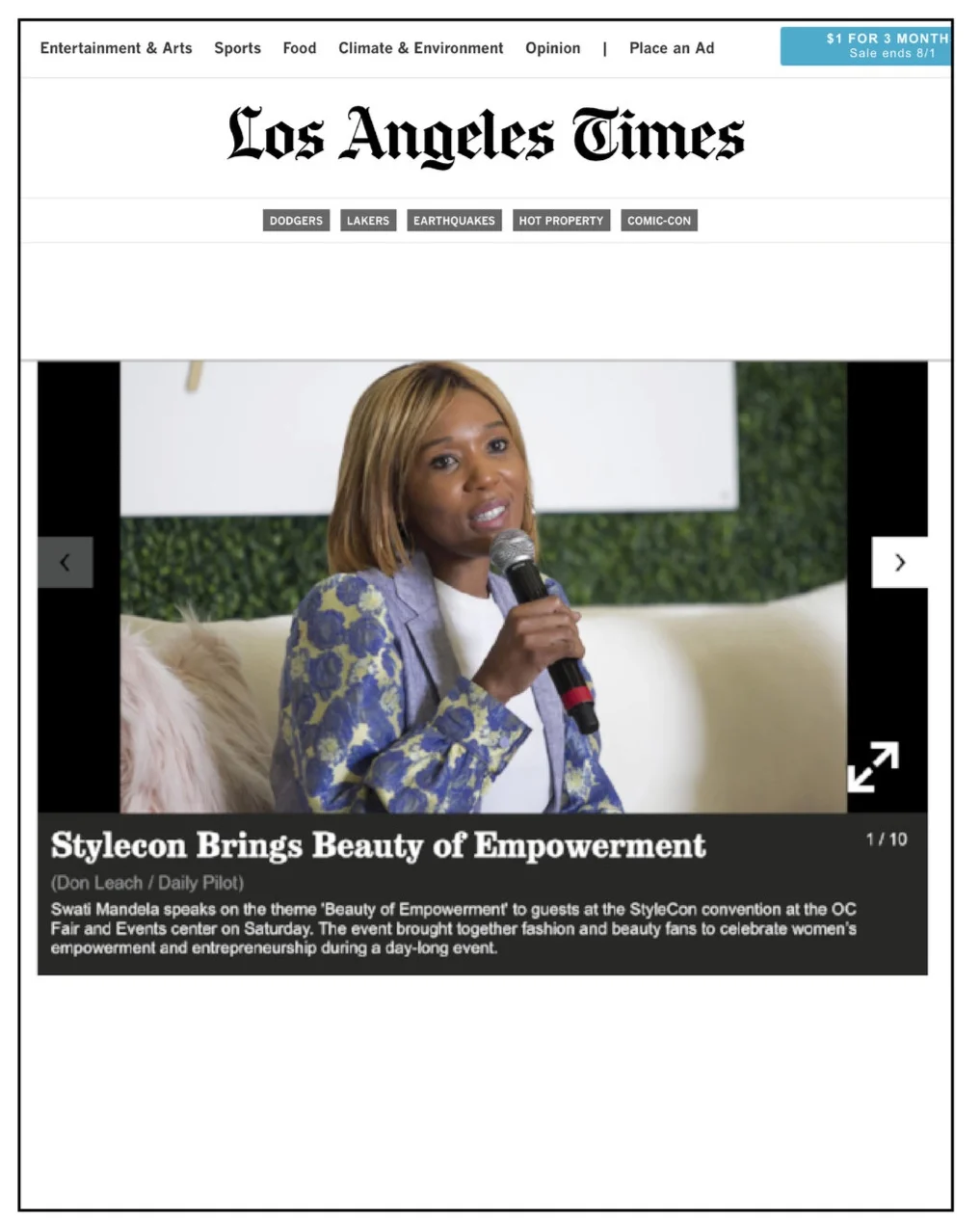Los Angeles Times, September 2017 StyleCon Brings Beauty of Empowerment