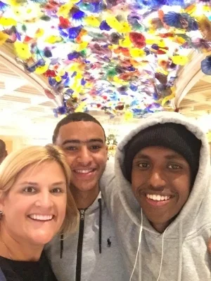Heather had the pleasure of chaperoning these two young men as they spoke before 3,000 people at a conference in Las Vegas. She says, "Moments like these are priceless."