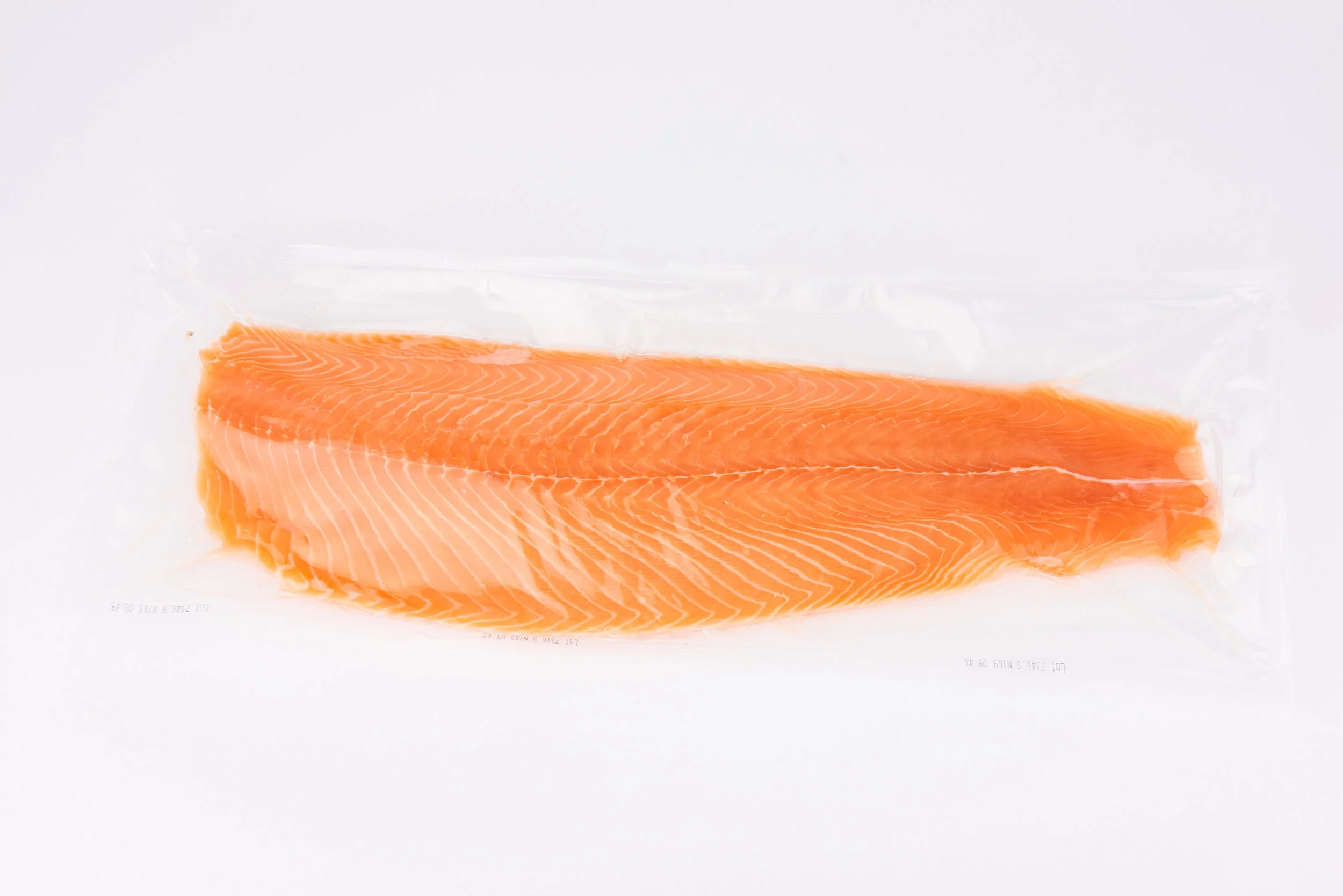Whole fresh fillet (IVP) A-E trim, boneless, individually vacuum packed (IVP), graded sizes.
