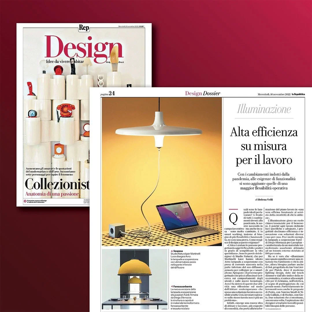 La lampada Avro &egrave; il nostro ultimo progetto per @martinelli_luce 
Grazie a @repubblica_design_ per l&rsquo;articolo sul numero mensile che &egrave; appena uscito in edicola.
.
.
.
#illuminazione #design #studionatural #martinelliluce #designdi