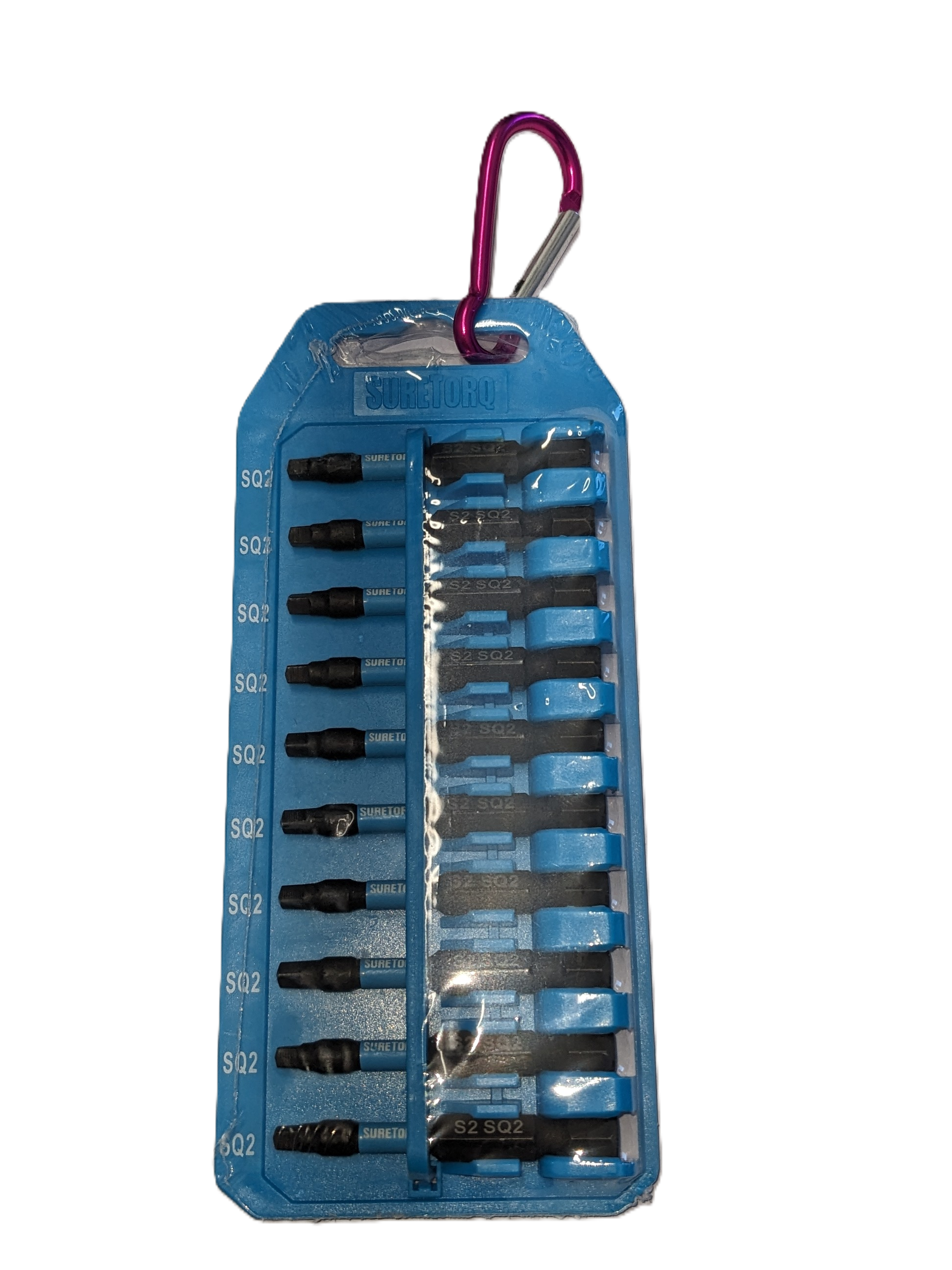 SURETORQ #2 Square Impact Bit Set W/Carabiner Clip