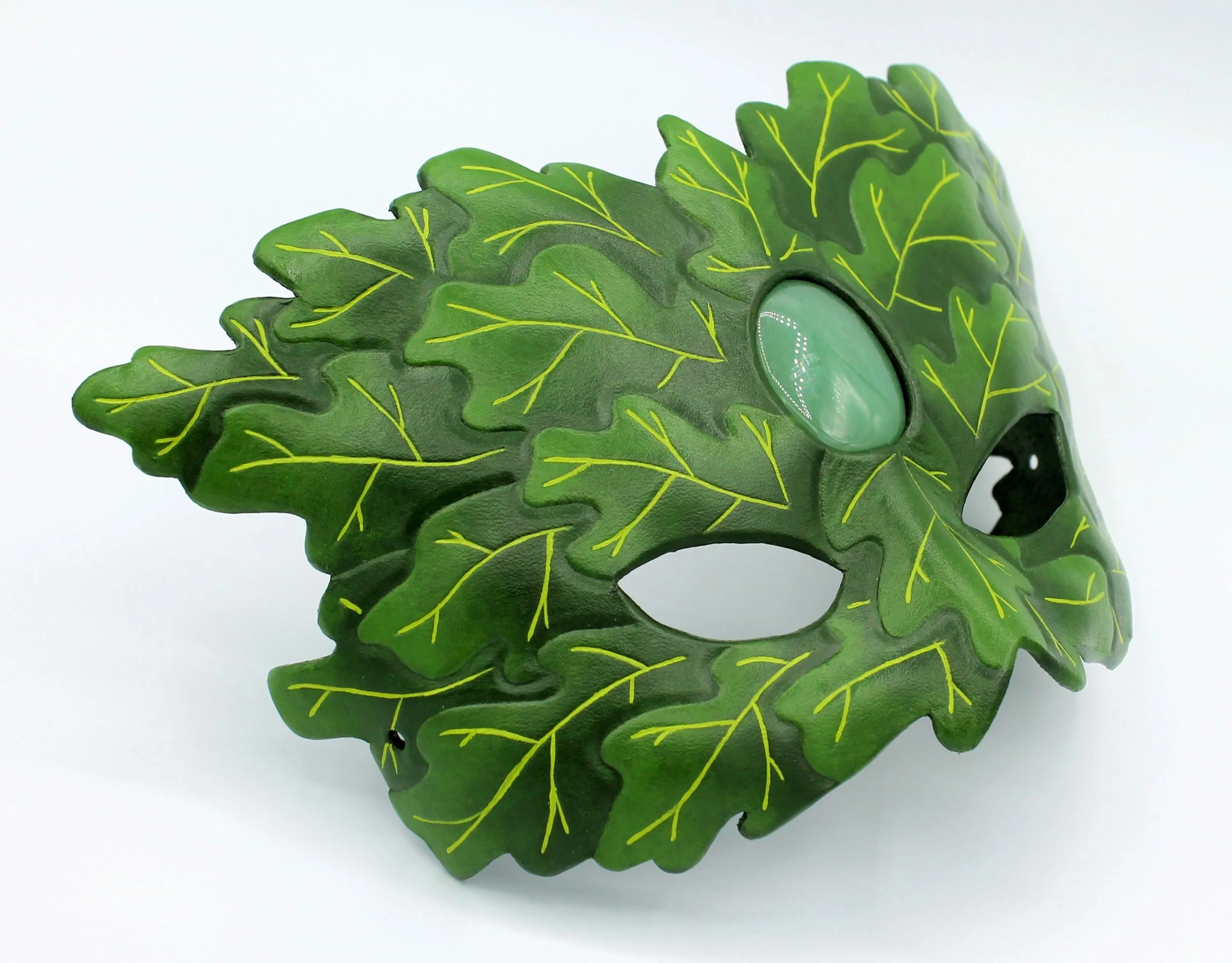 Green man leather mask