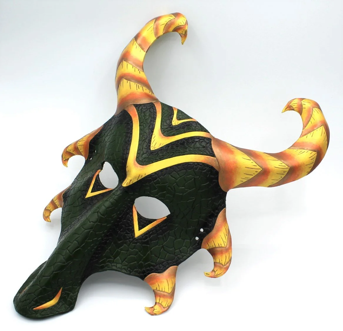 Loki inspired green dragon leather mask