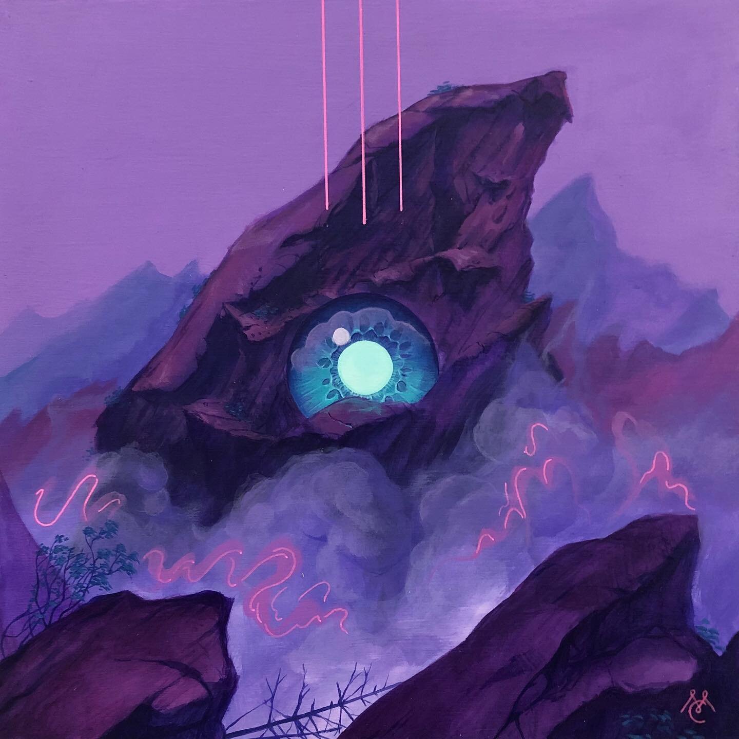 This piece just returned home from a gallery and needs a home. Horeb, 10x10, acrylic on wood panel. DM for pricing.
.
.
.
.
.
.
#artistsoninstagram #gallerywall #neon #landscape #iris #eye #vision #fog #mountain #clouds #acrylicpainting #purple #pops