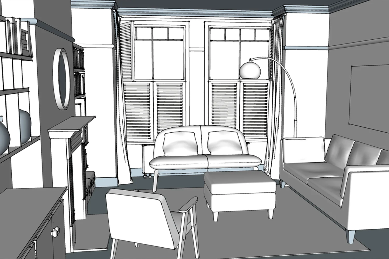 Open plan living and dining room