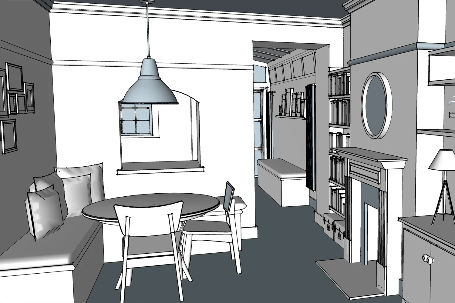 Open plan living and dining room