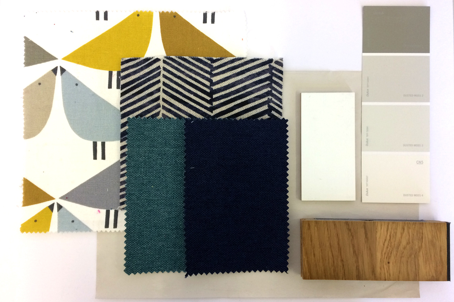 Samples of fabrics, colours and materials 