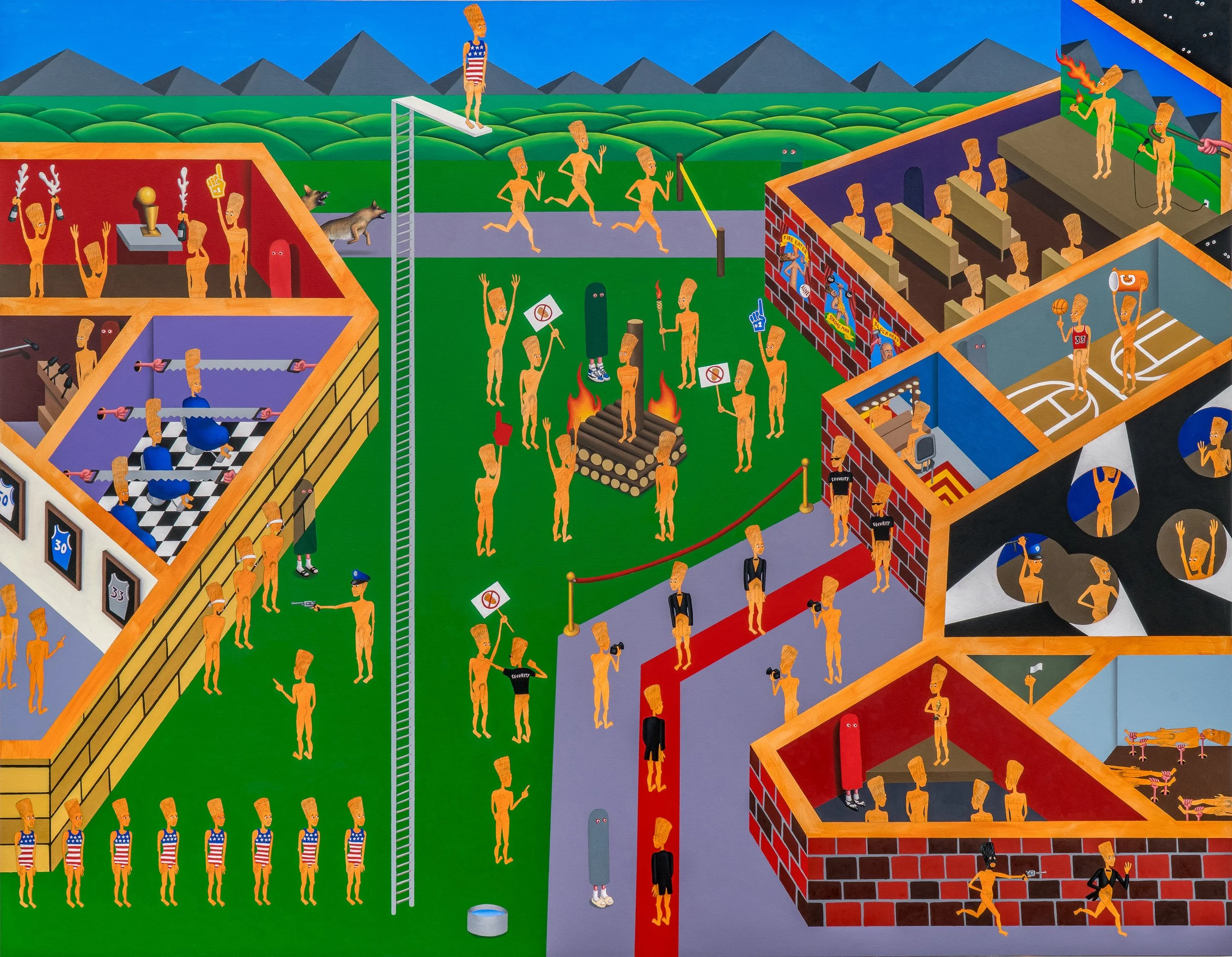   Slow Clap   Oil and graphite on canvas, 84”x106”(2022) 