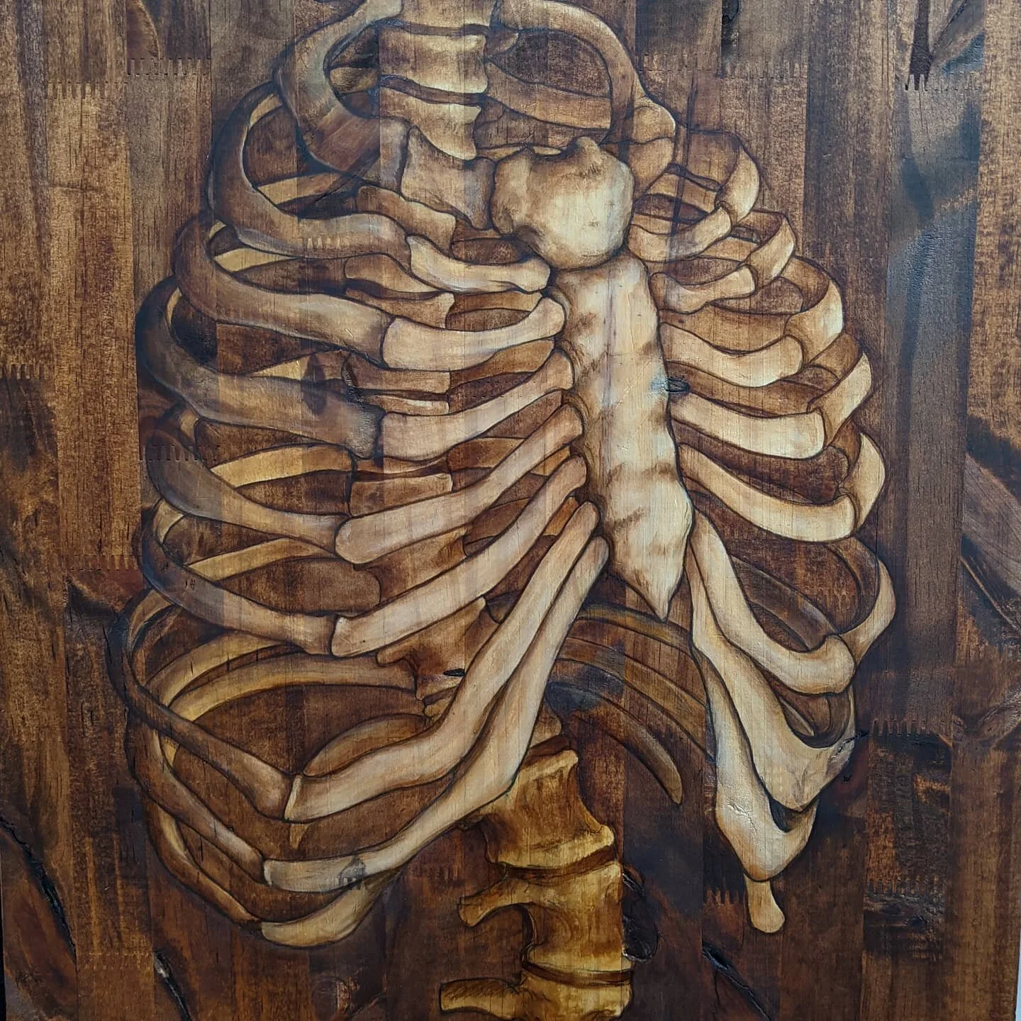 I decided I'm going to keep sharing progress shots of this one. πͺ²πͺ²
.
Sorry - not sorry.
.
.
.
#skeleton #darkart #oilpainting #workinprogressart #surrealart #woodcanvas #odditiesandcuriosities #beautifulbizarre #ribcage #darkartist #natureartist #j