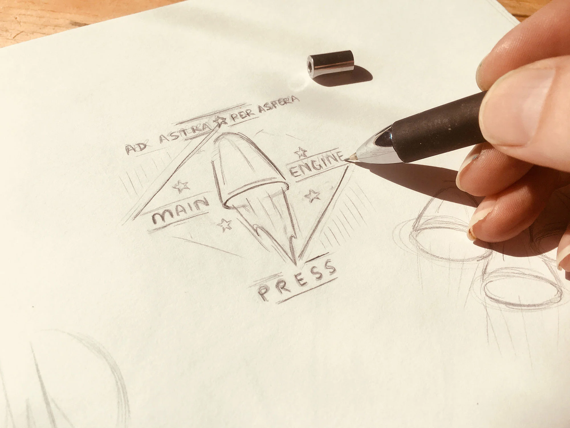 Main Engine Press began as a concept and then a pencil drawing in 2004.