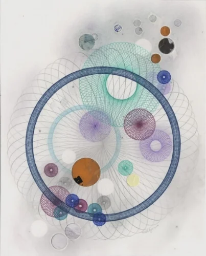 Illusion, graphite, color pencil, ink, paper collage on paper. Part of the "In Dreams" drawing collage series, 10x8 inches,
