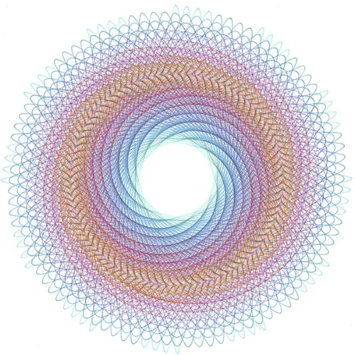 Rainbow Twist , ink on paper, 20x20 inches
