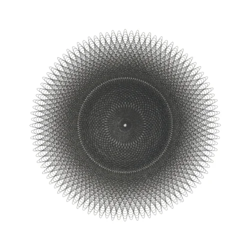 1,632 Revolutions With A Twist , ink on paper, 20x20 inches