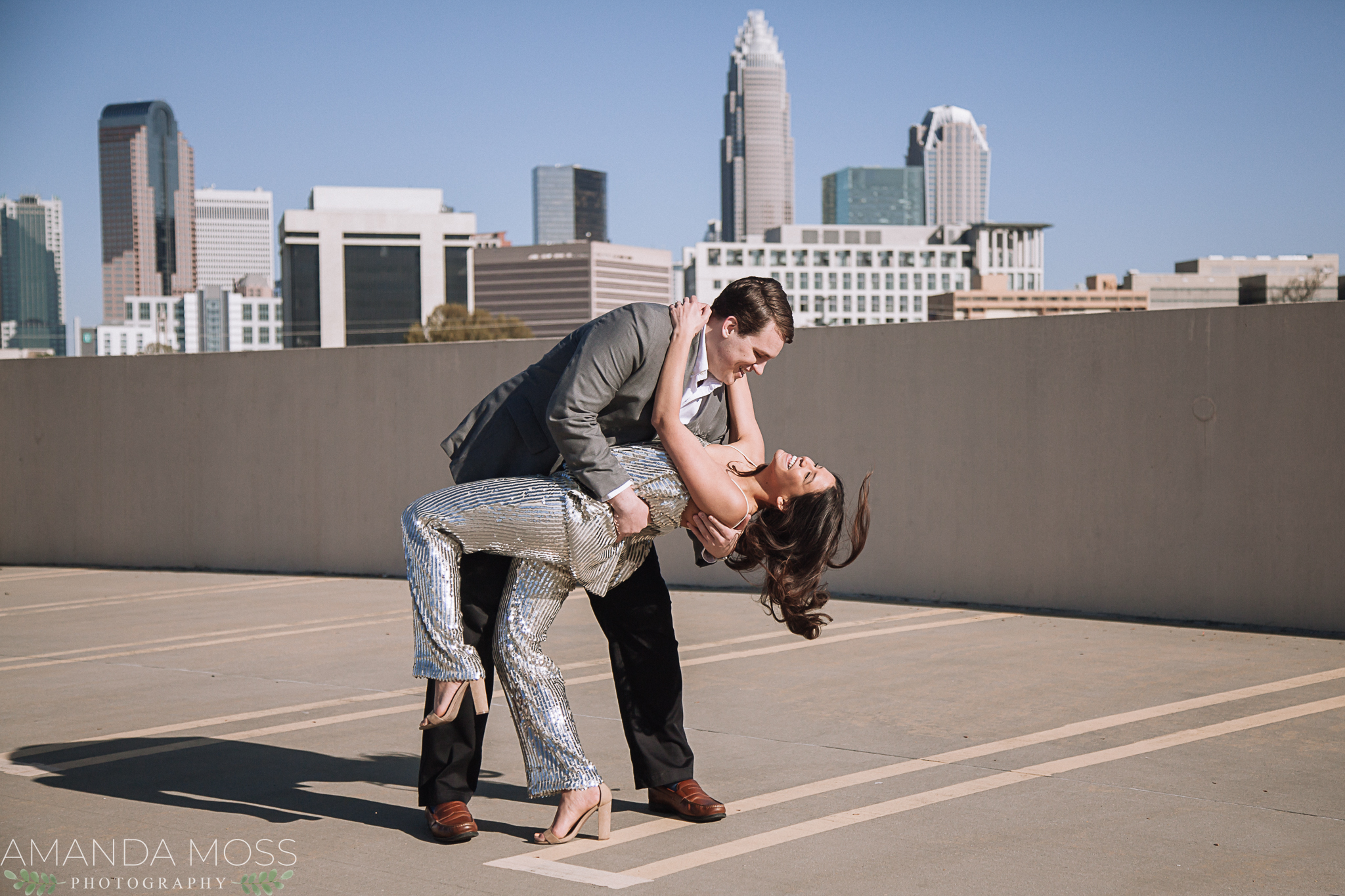 downtown charlotte engagement session