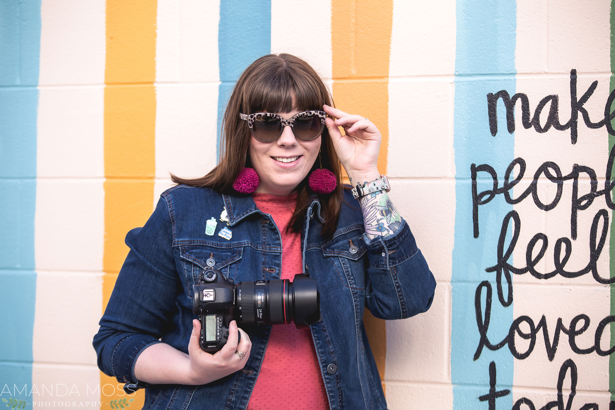 charlotte north carolina headshot branding portrait photographer south end noda fun silly confetti hearts wall