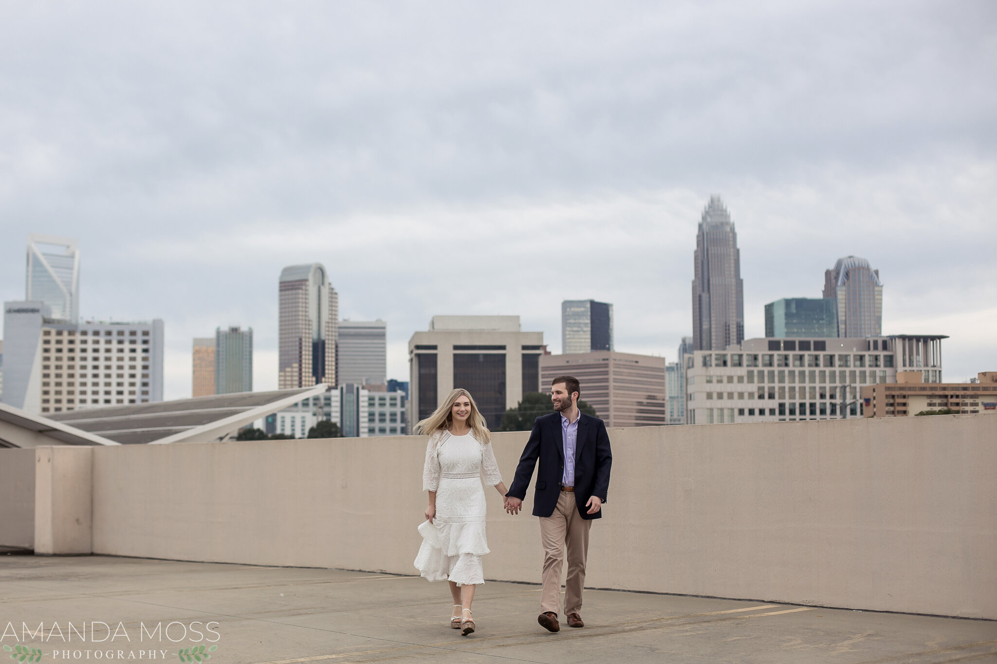 charlotte north carolina wedding photographers engagement session october elizabeth park romantic fall rooftop skyline