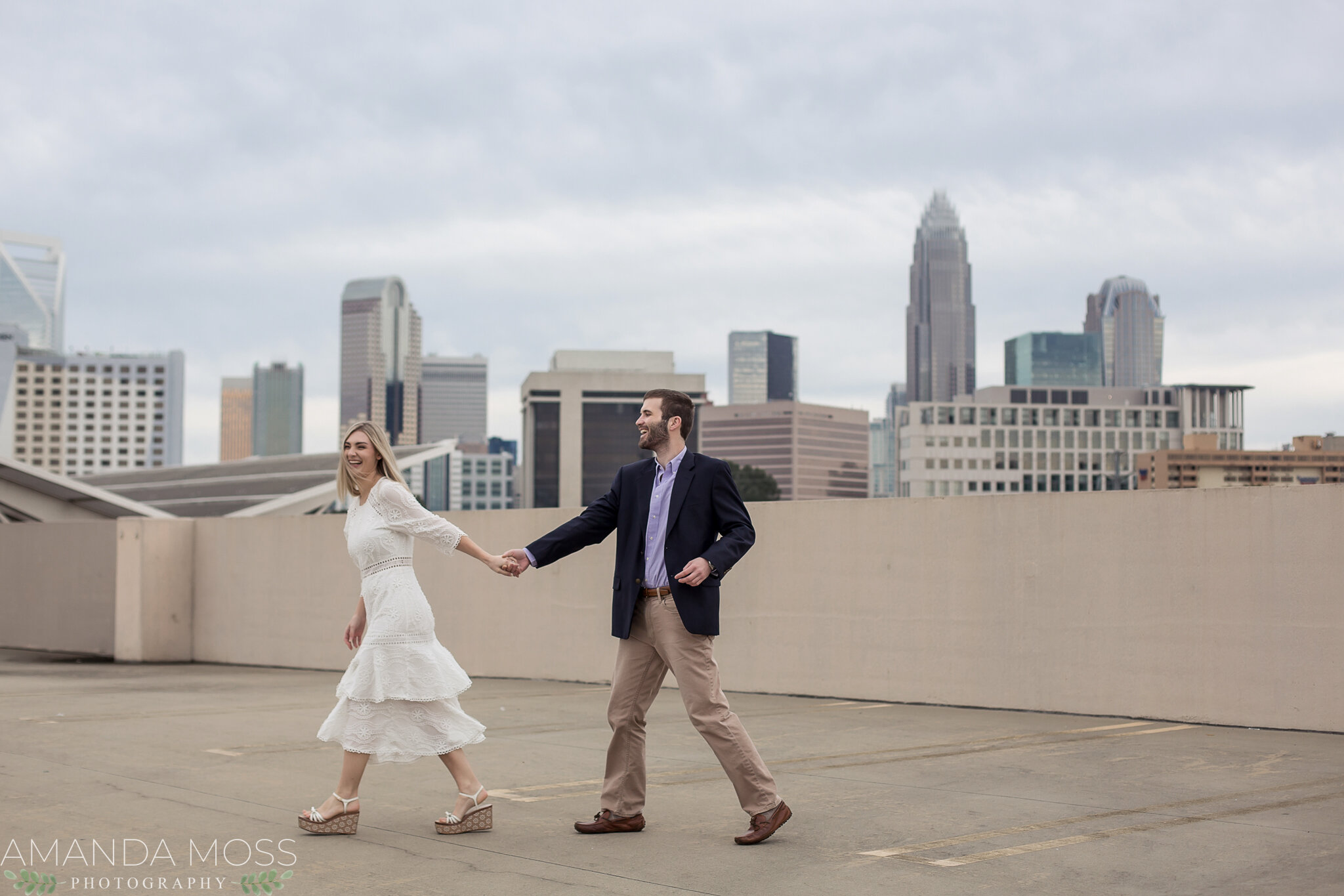 charlotte north carolina wedding photographers engagement session october elizabeth park romantic fall rooftop skyline