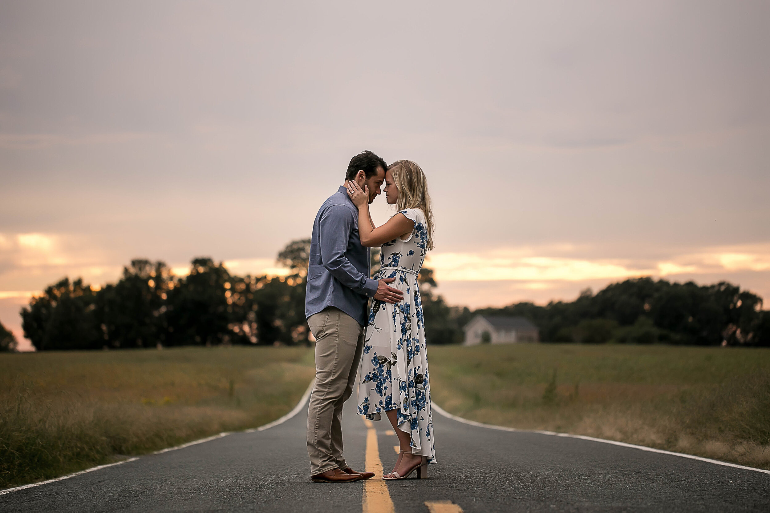 charlotte north carolina wedding photographer open field engagement session