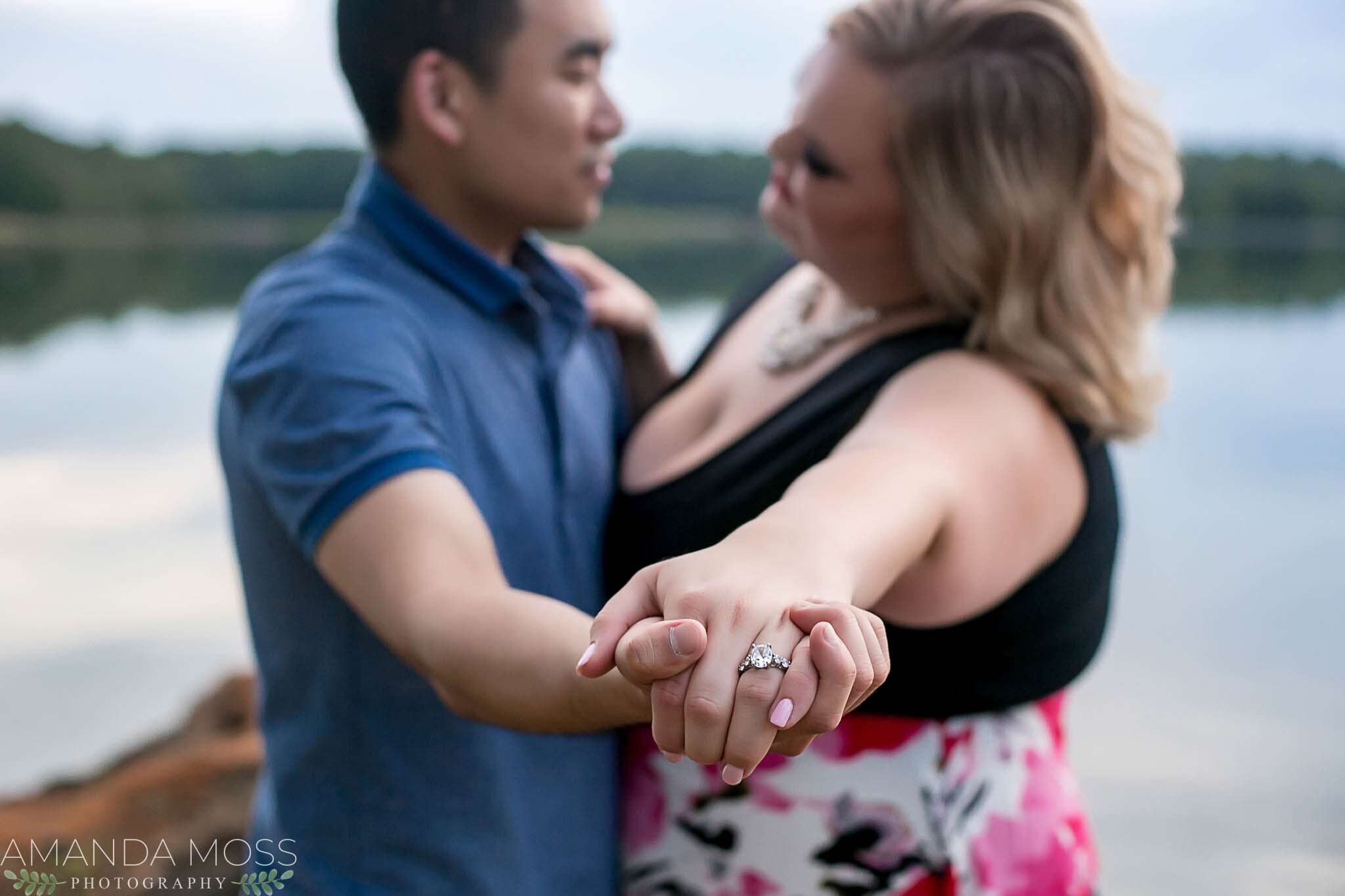 charlotte north carolina wedding photographer engagement session interracial couple rankin lake gastonia nc