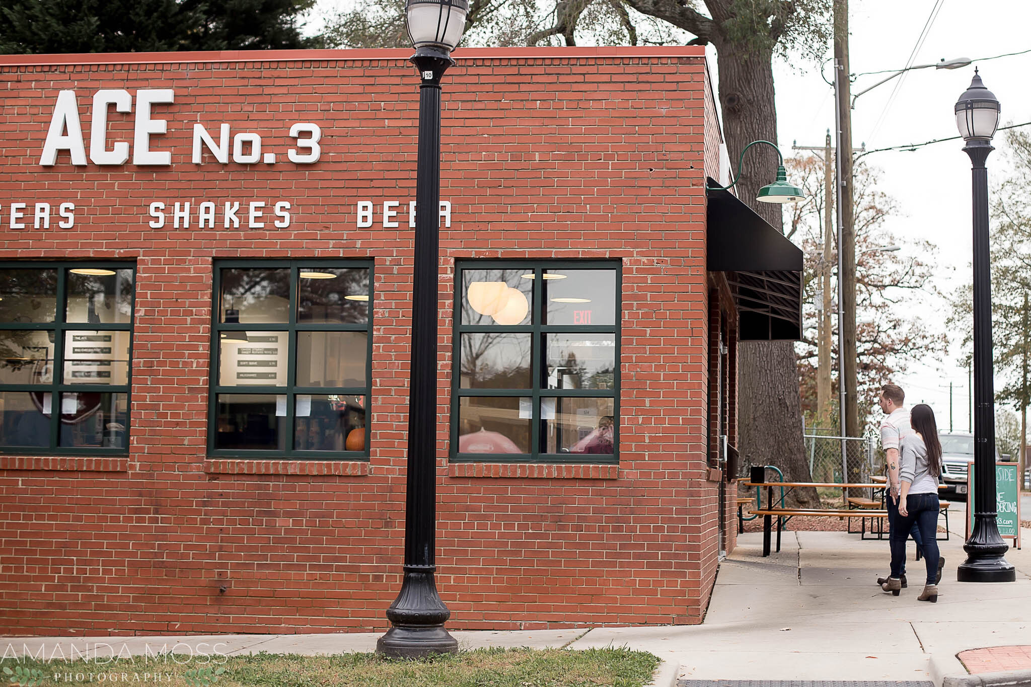 charlotte north carolina wedding photographer fall engagement session Ace No 3 Burgers elizabeth park