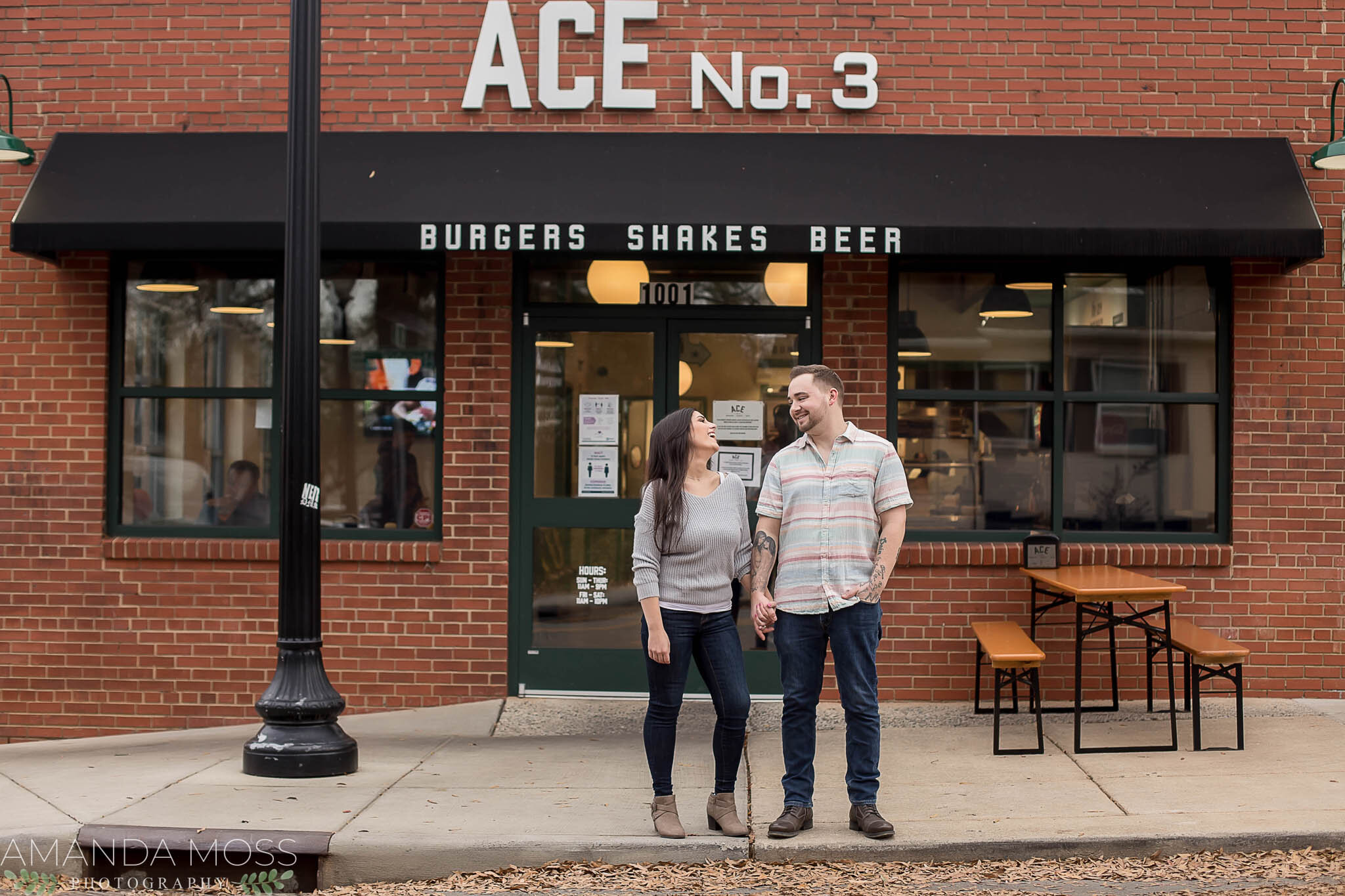 charlotte north carolina wedding photographer fall engagement session Ace No 3 Burgers elizabeth park