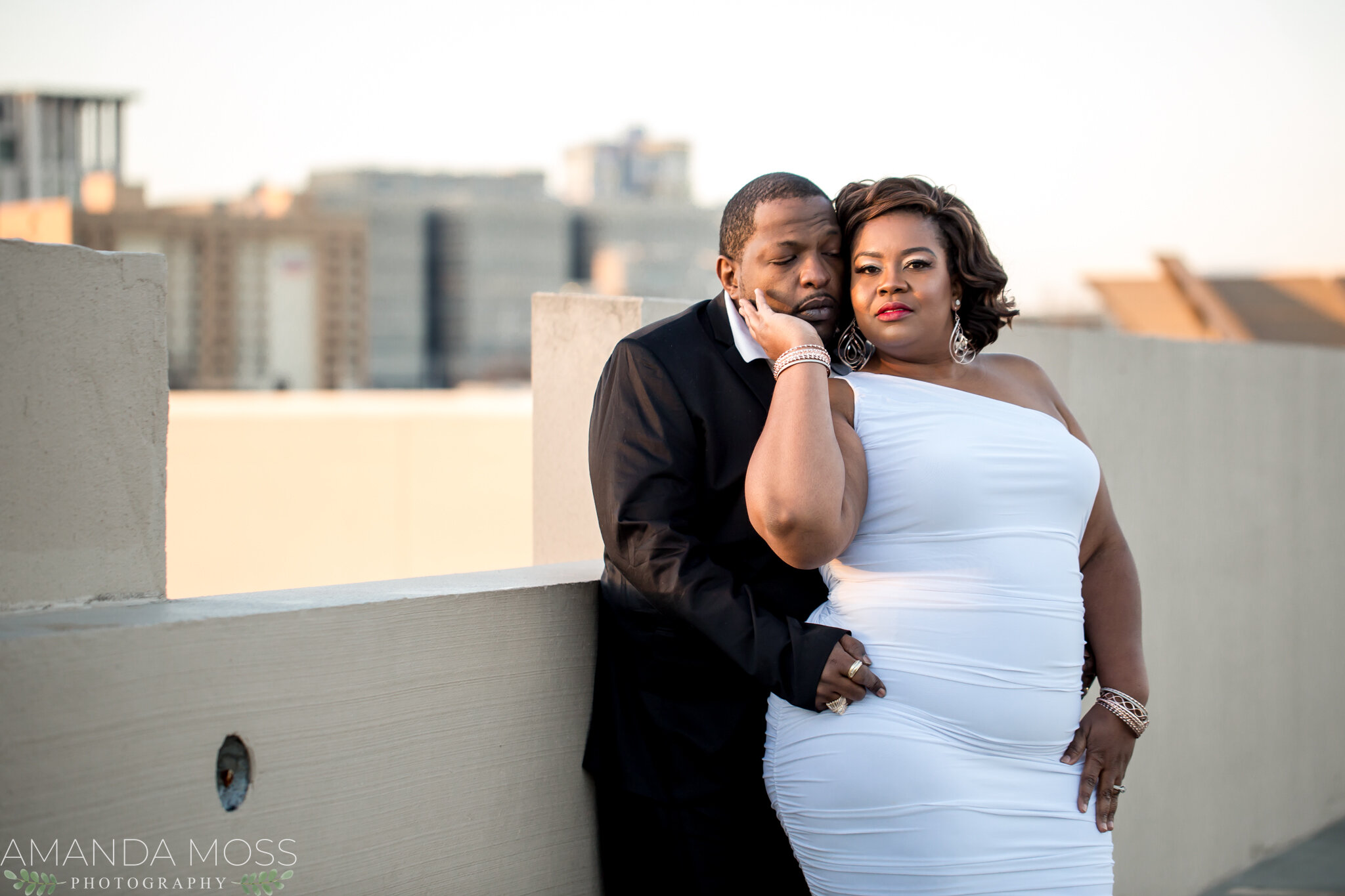 charlotte nc wedding photographer engagement session african american glencairn rooftop skyline