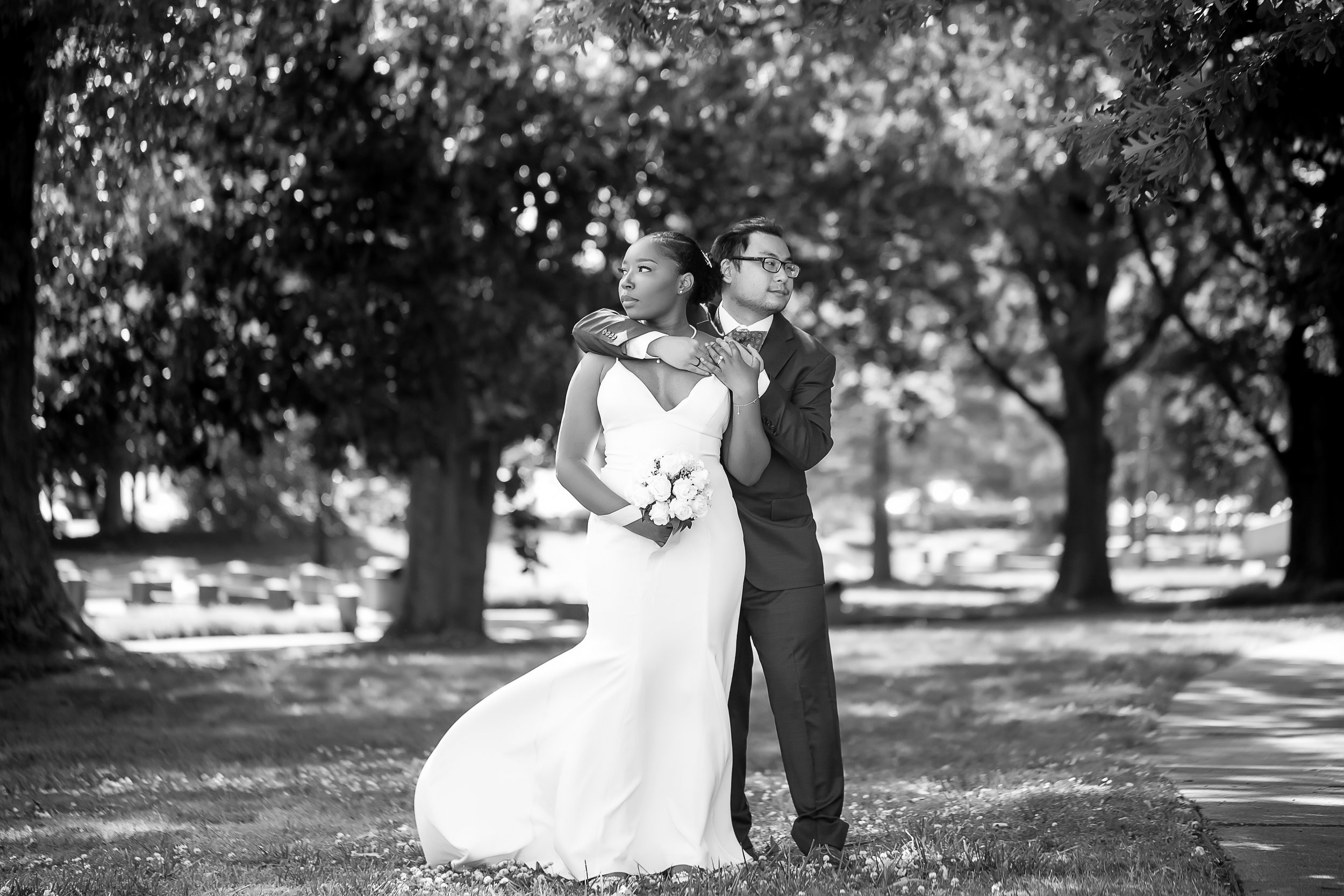 charlotte nc wedding photographer downtown elopement courthouse wedding biracial couple spring stylish