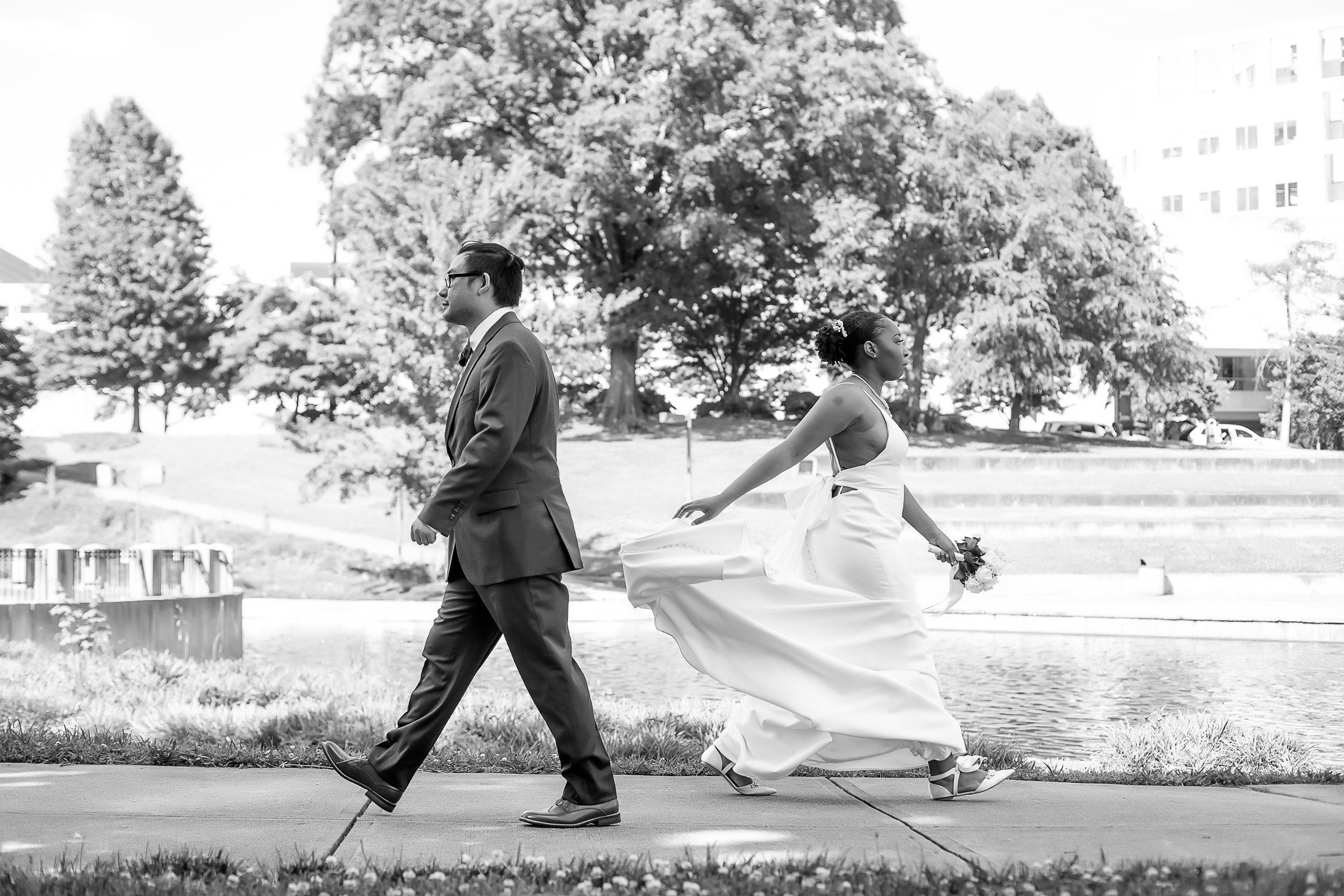 charlotte nc wedding photographer downtown elopement courthouse wedding biracial couple spring stylish