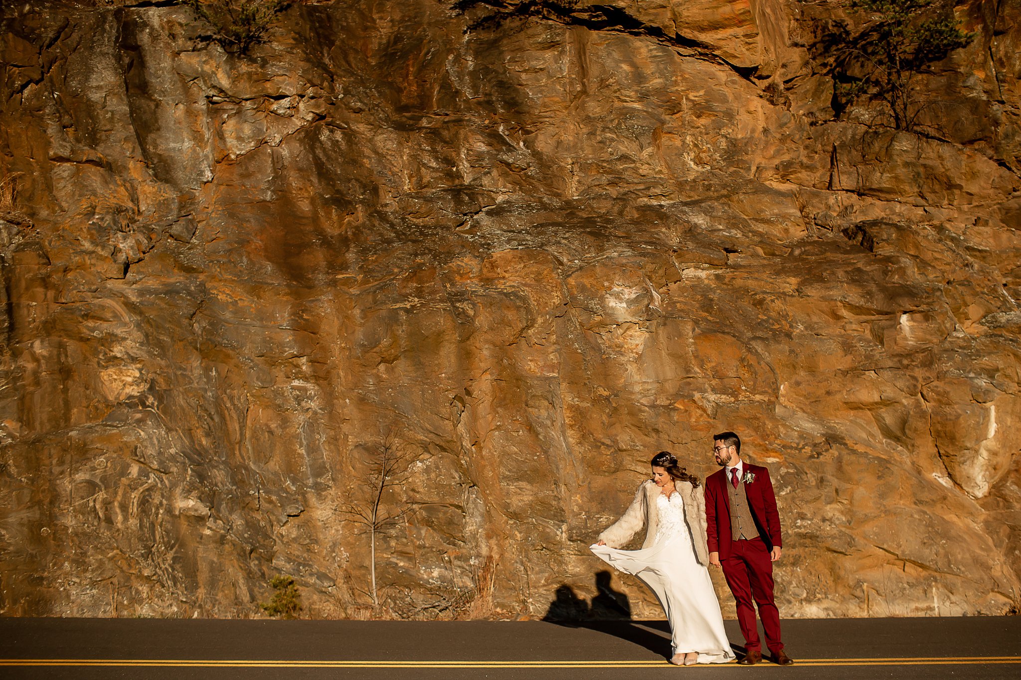 charlotte north carolina wedding photographer asheville buncombe county elopement blue ridge parkway mountains bride groom long sleeve dress portraits