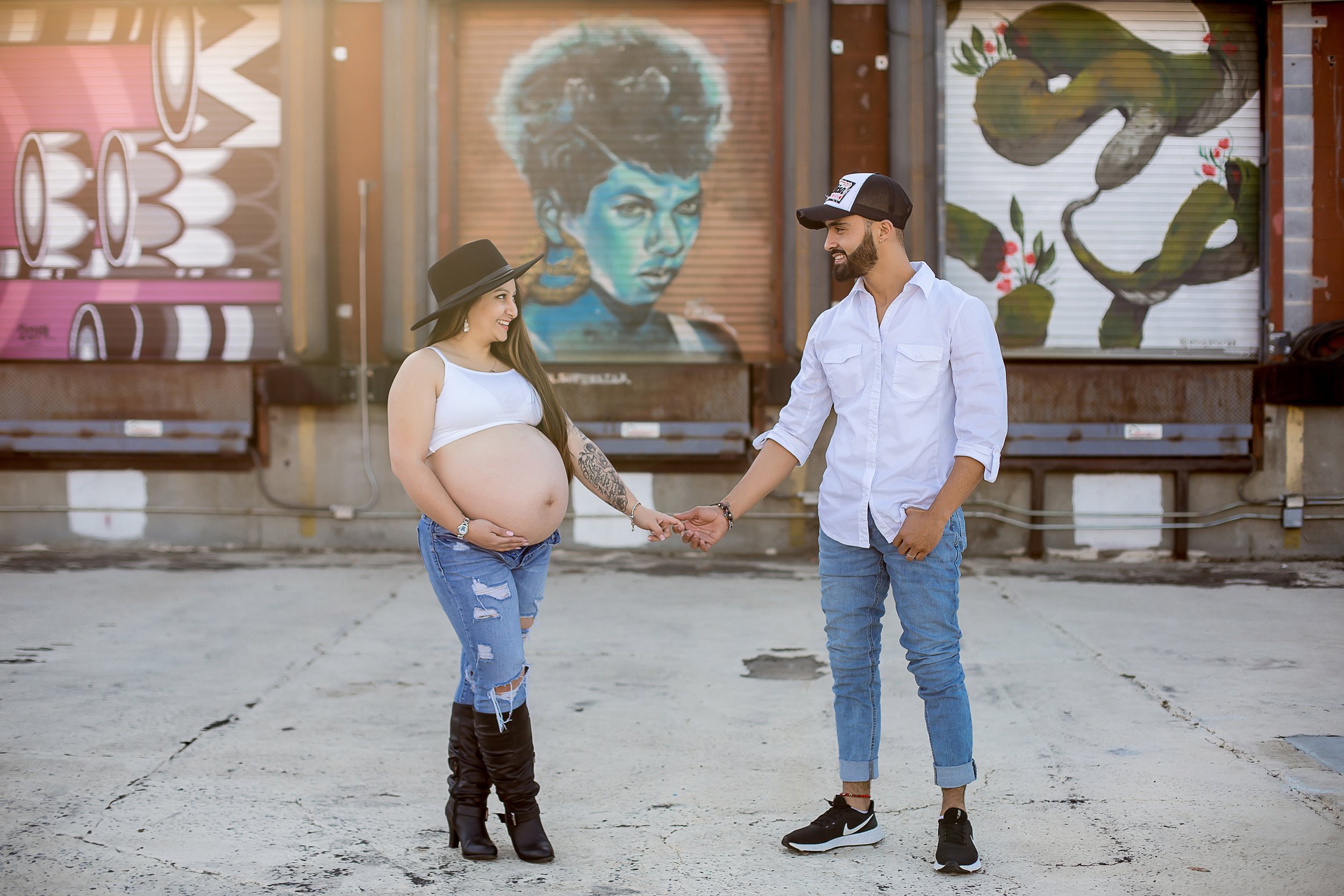 charlotte north carolina family photographer maternity session hip ripped jeans camp north end