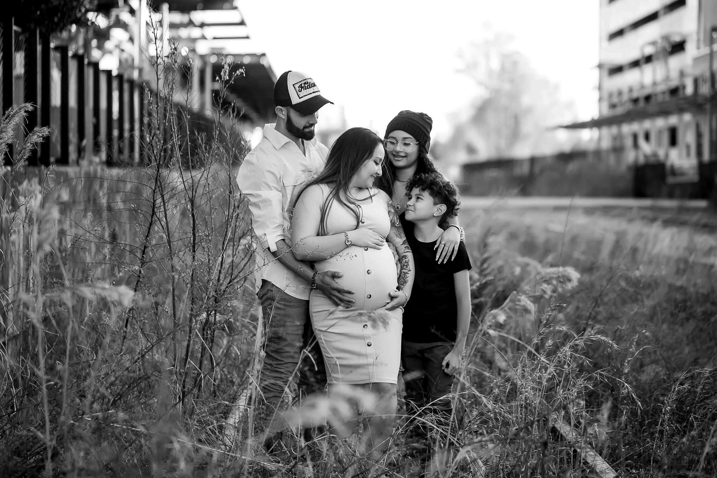 charlotte north carolina family photographer maternity session hip ripped jeans camp north end