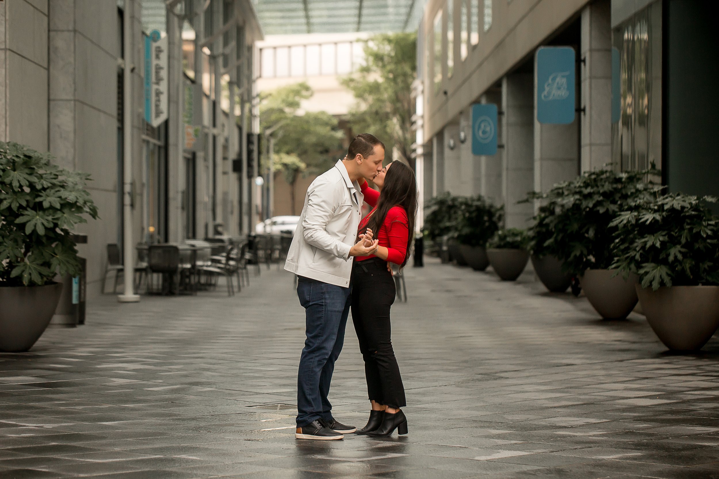 charlotte north carolina wedding and portrait photographer engagement session surprise proposal uptown charlotte mint museum