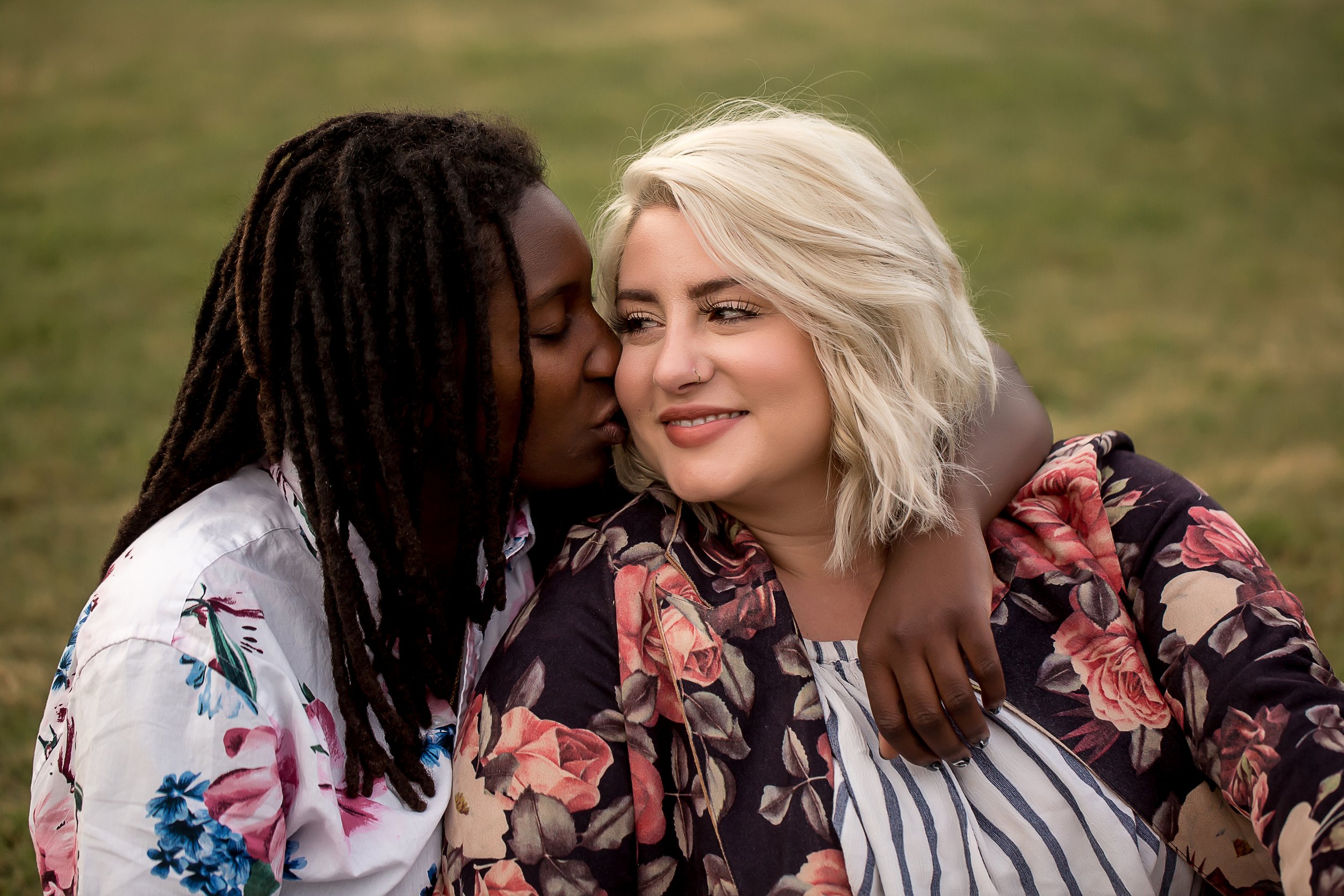 charlotte north carolina wedding and portrait photographer engagement session what to wear LGBT midtown park couples session champagne photos engaged lesbian lgbtq friendly photographers