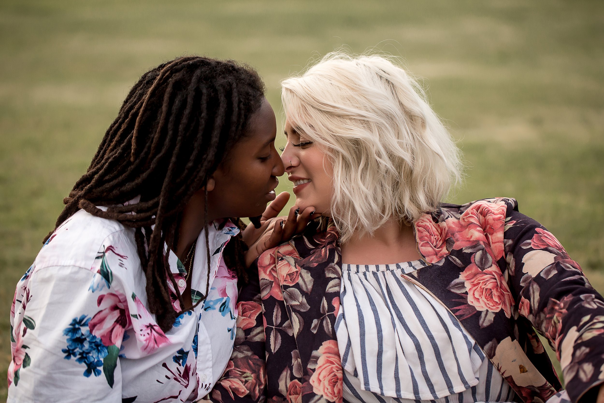 charlotte north carolina wedding and portrait photographer engagement session what to wear LGBT midtown park couples session champagne photos engaged lesbian lgbtq friendly photographers