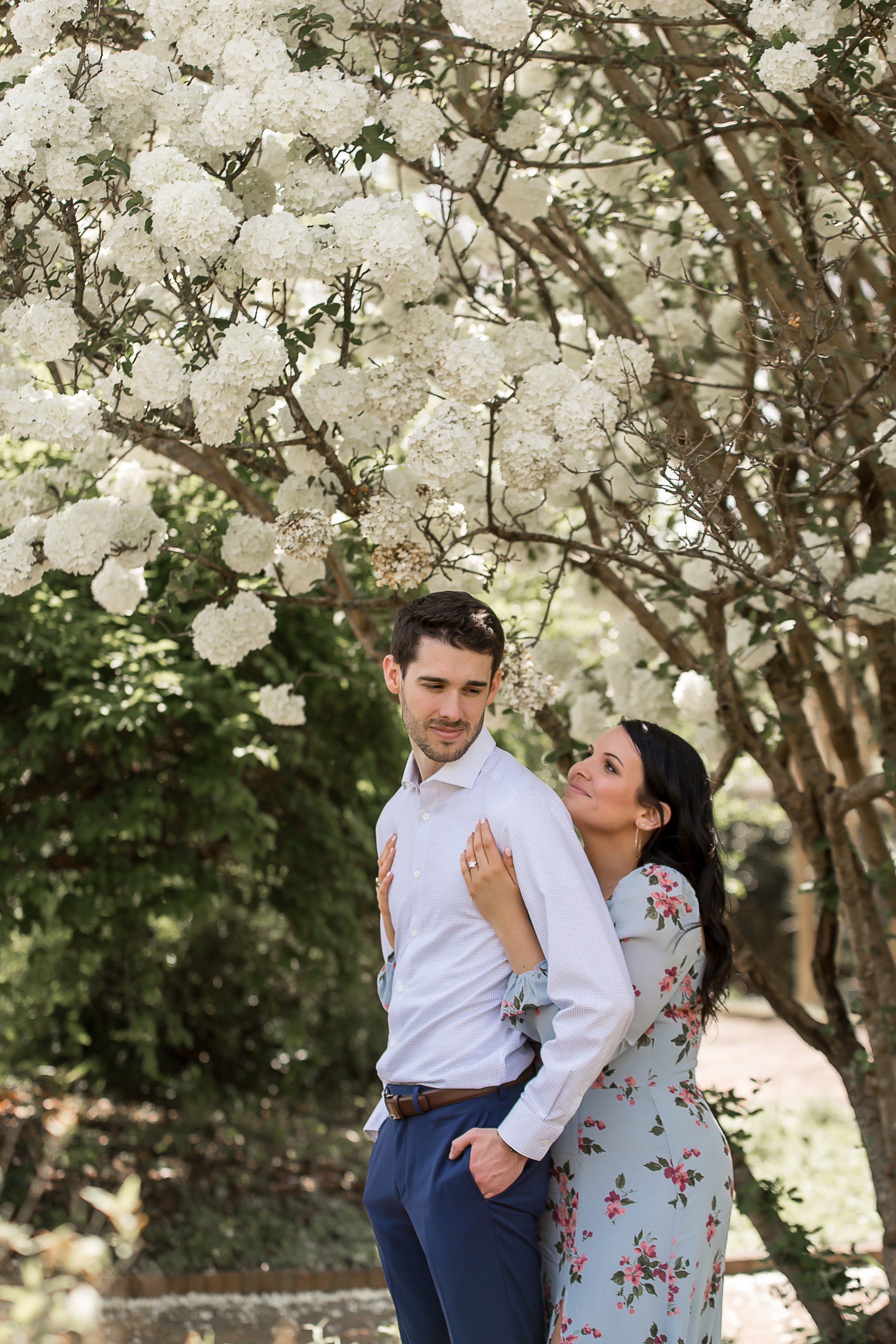 charlotte north carolina wedding portrait photographer daniel stowe botanical garden proposal engagement couple engaged white garden