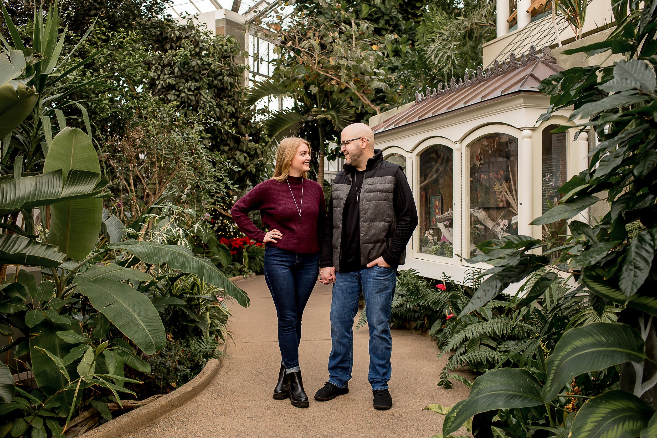 charlotte wedding photographer engagement session daniel stowe botanical garden winter photos