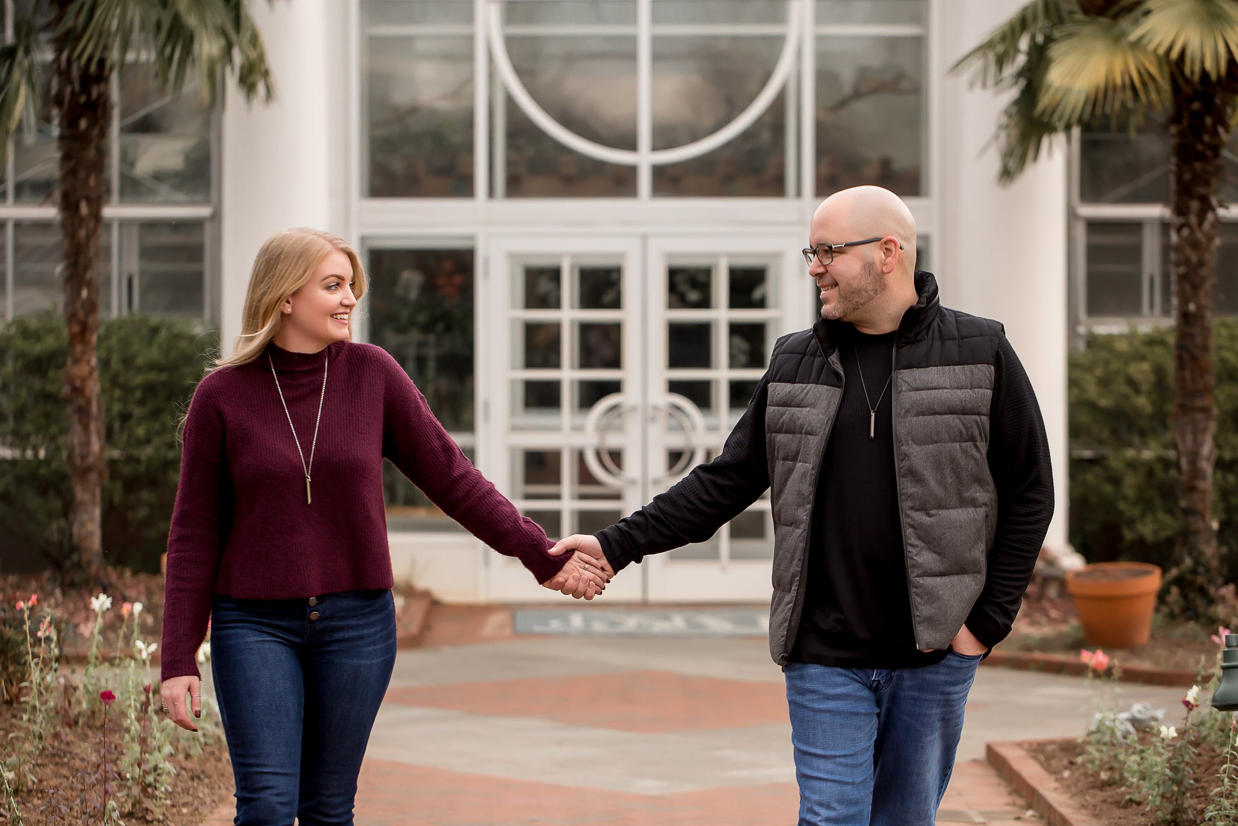 charlotte wedding photographer engagement session daniel stowe botanical garden winter photos