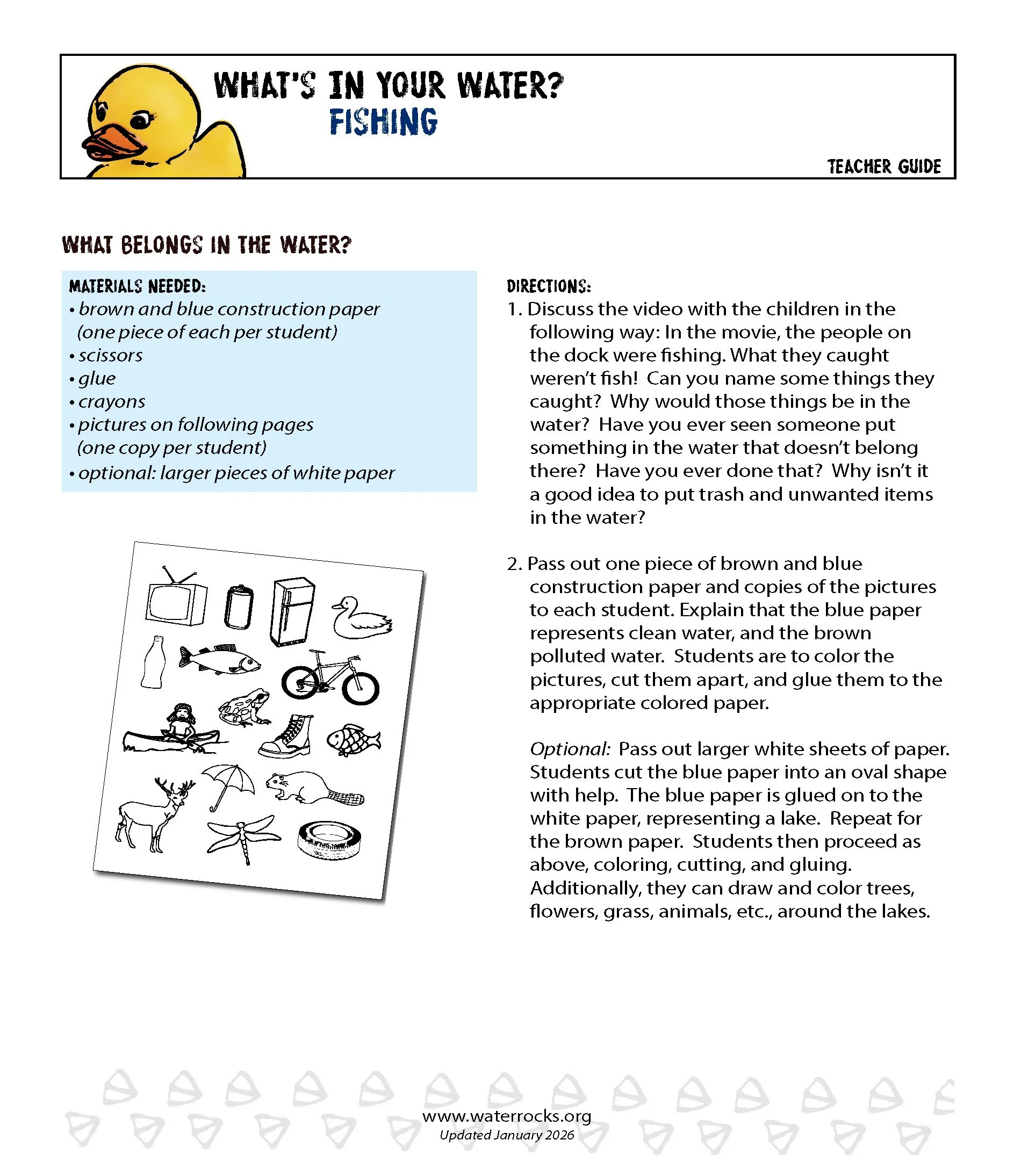 Activity to accompany Fishing video in What's In Your Water? series