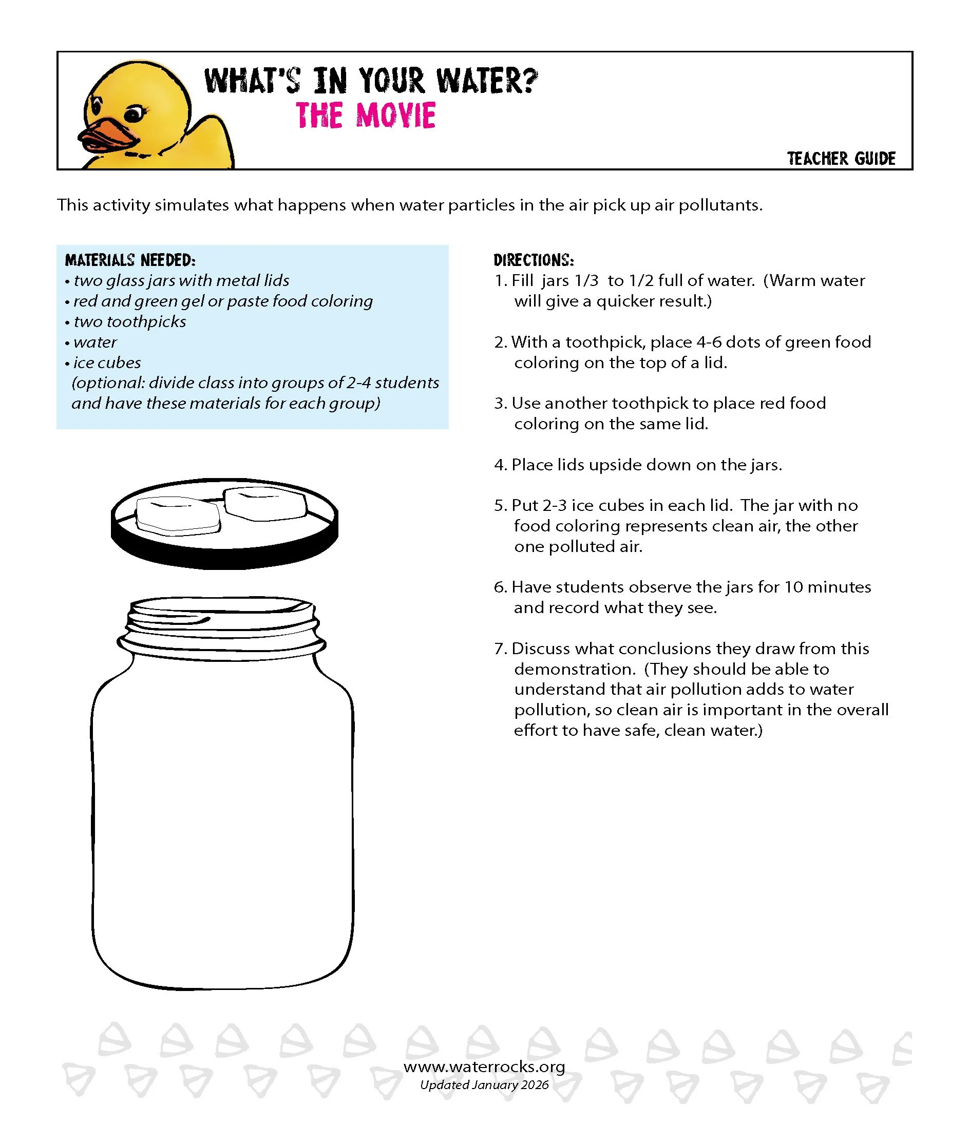 Activity to accompany The Movie video in What's In Your Water? series