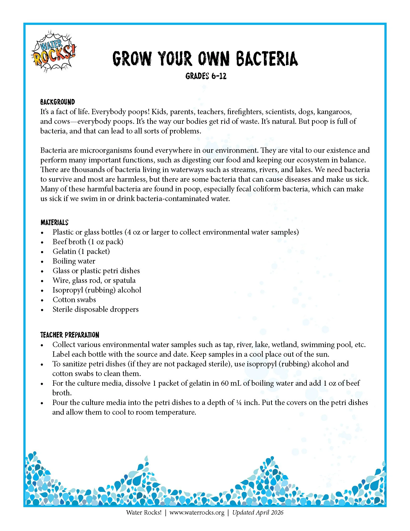 Grow Your Own Bacteria