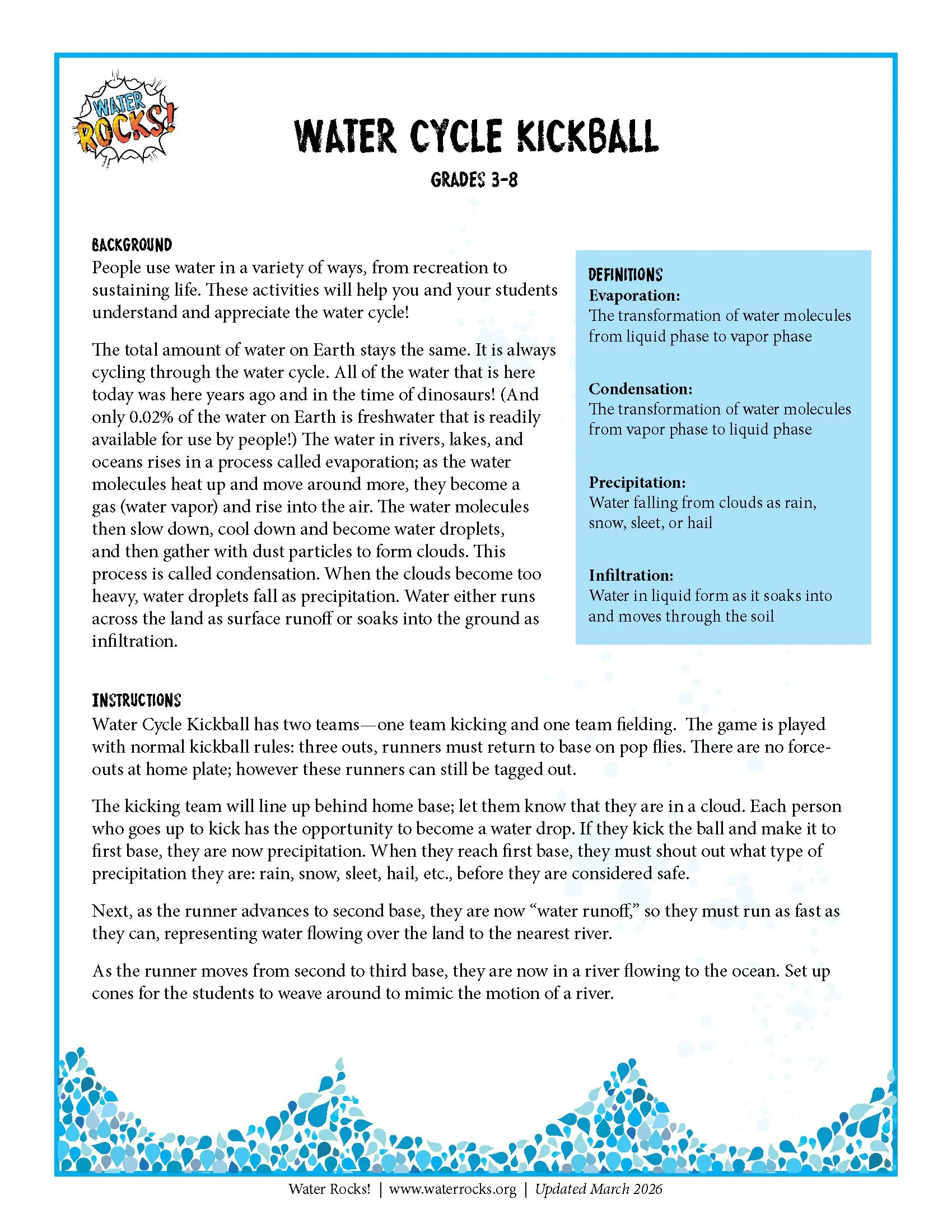 Water Cycle Kickball — Water Rocks!