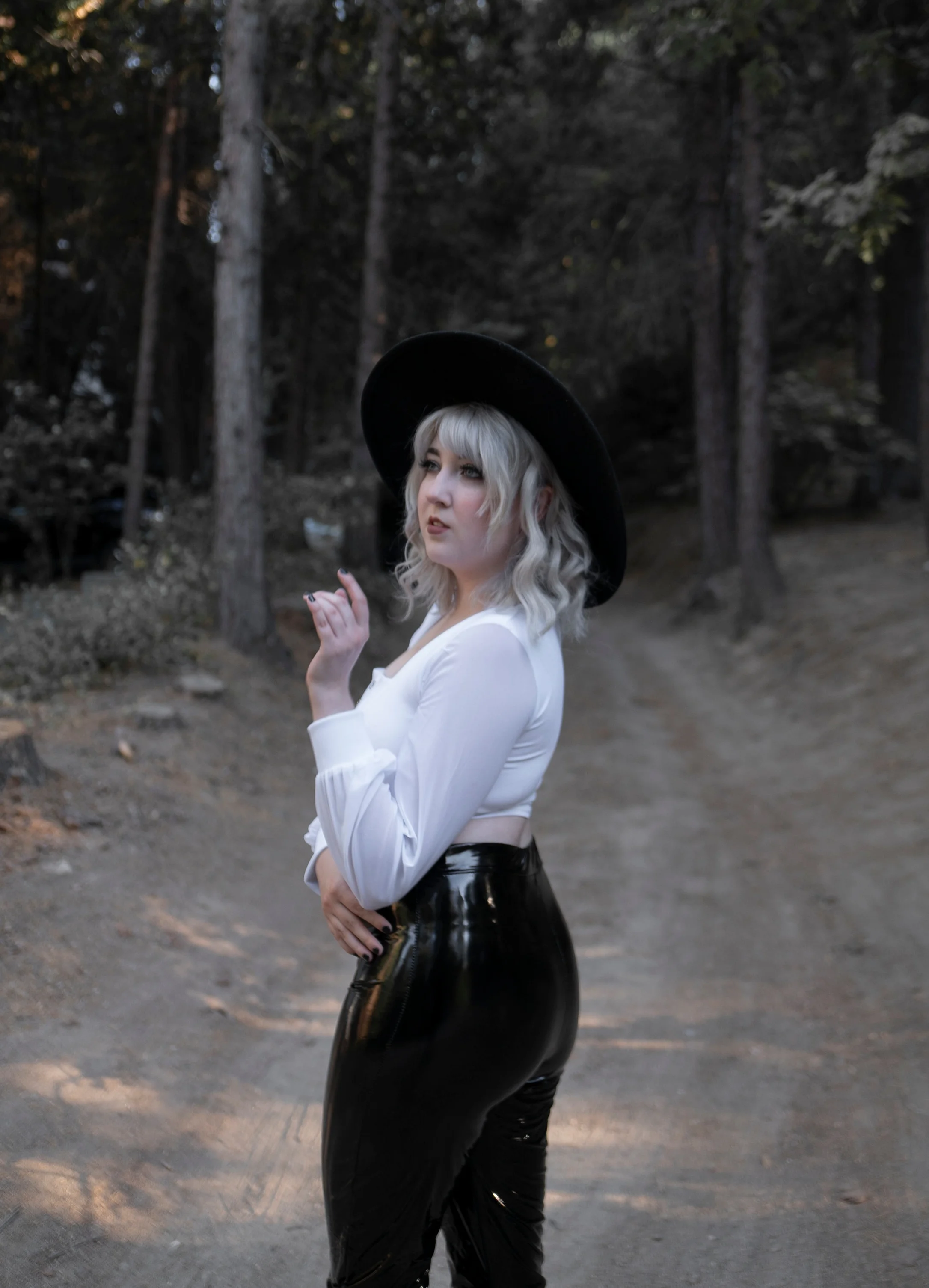 Black High Shine Vinyl PU Trousers by FemmeLuxe