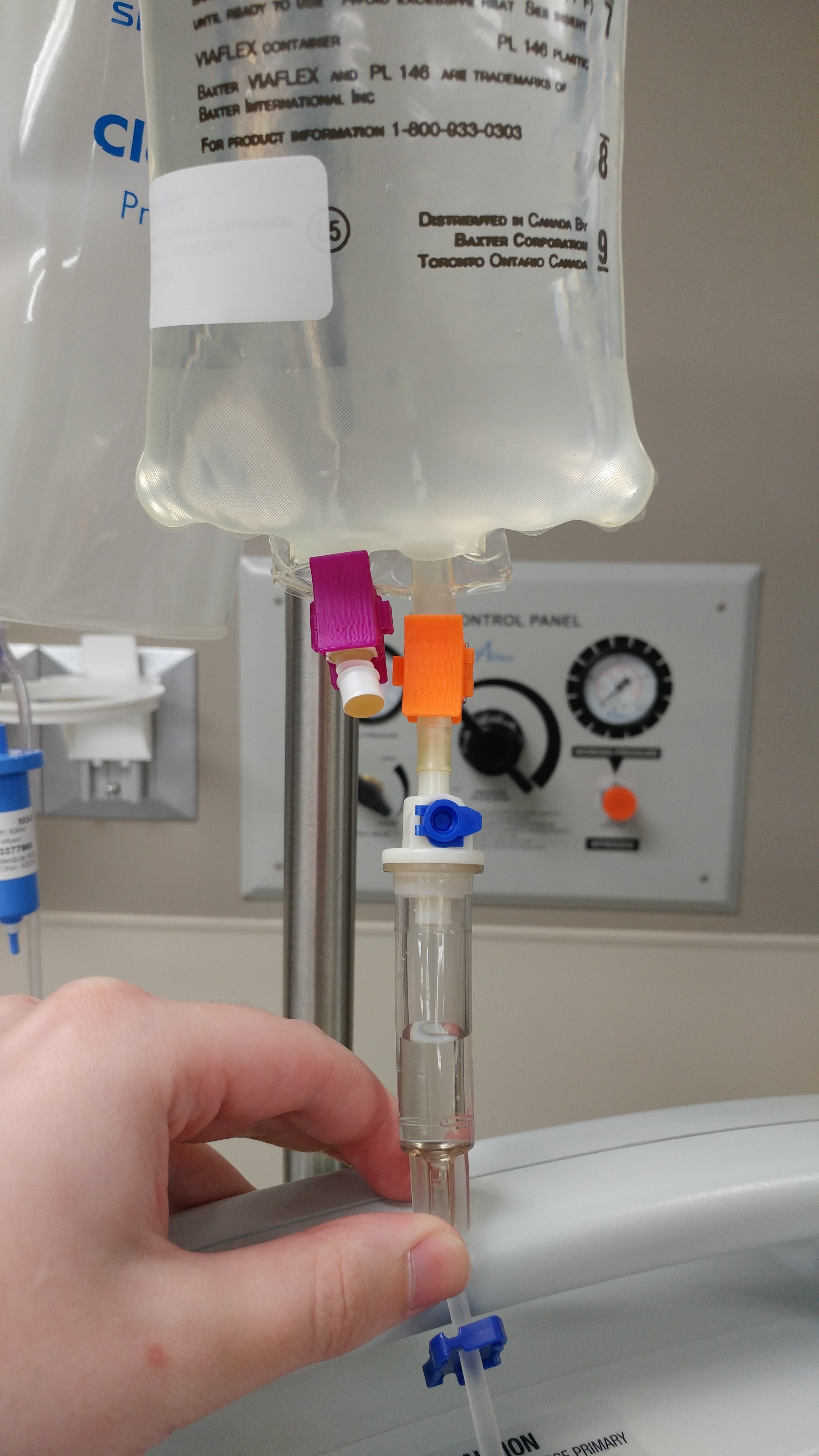 Once clamped, you will find increased stability and easier spiking, with minimal chance of piercing the bag itself, thus reducing wasted product. This increases patient safety by preventing the need to remake medication, which saves time when it is